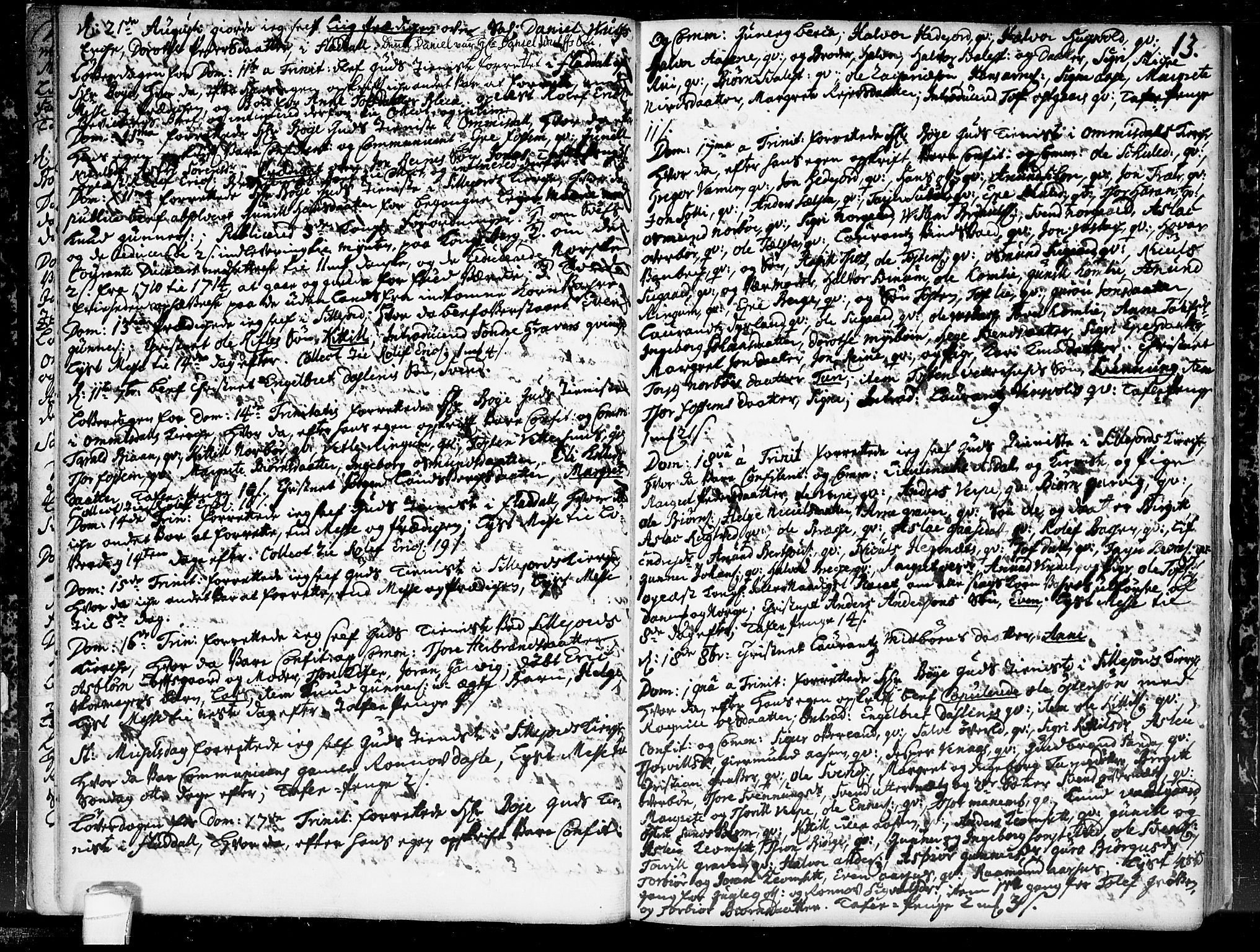 Seljord kirkebøker, SAKO/A-20/F/Fa/L0004: Parish register (official) no. I 4, 1725-1736, p. 13