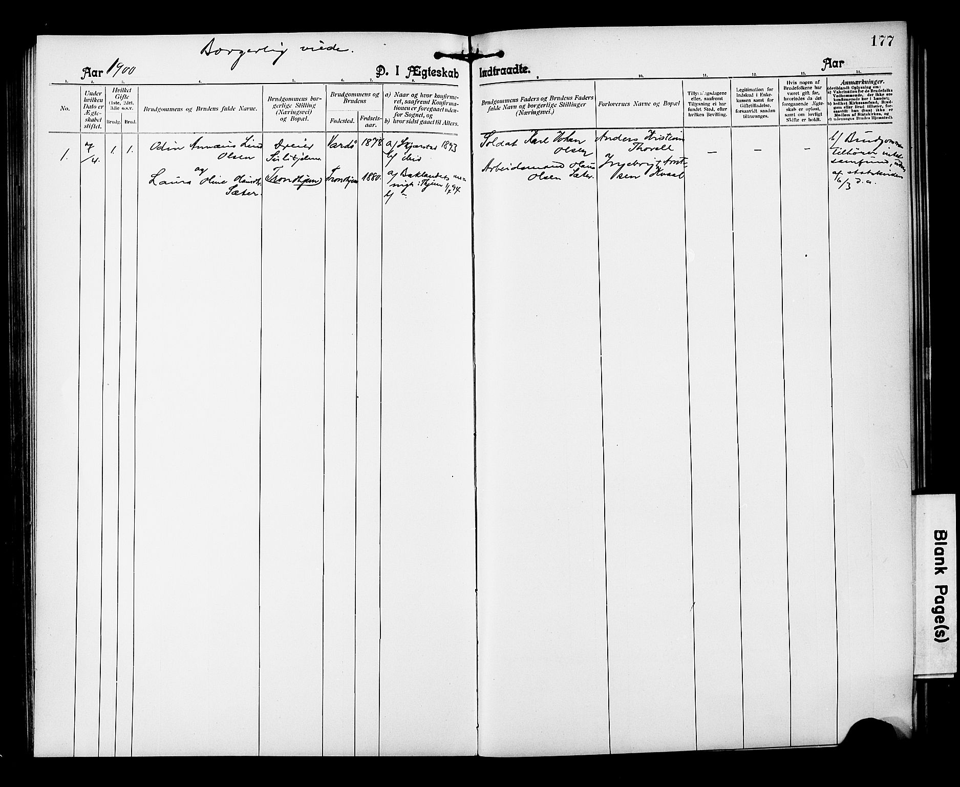 Ministerialprotokoller, klokkerbøker og fødselsregistre - Nordland, AV/SAT-A-1459/850/L0709: Parish register (official) no. 850A01, 1899-1909, p. 177