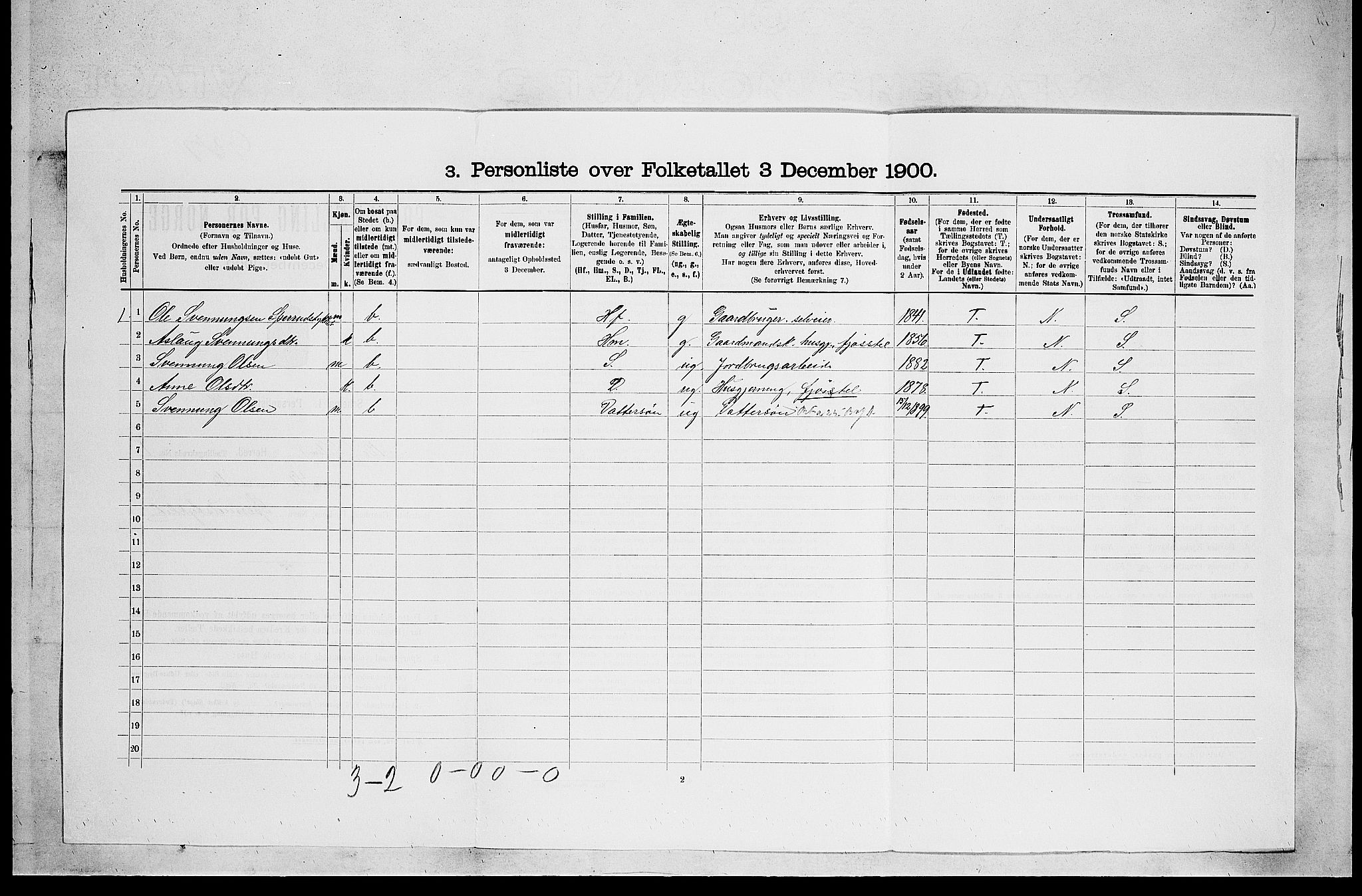 SAKO, 1900 census for Bø, 1900, p. 133
