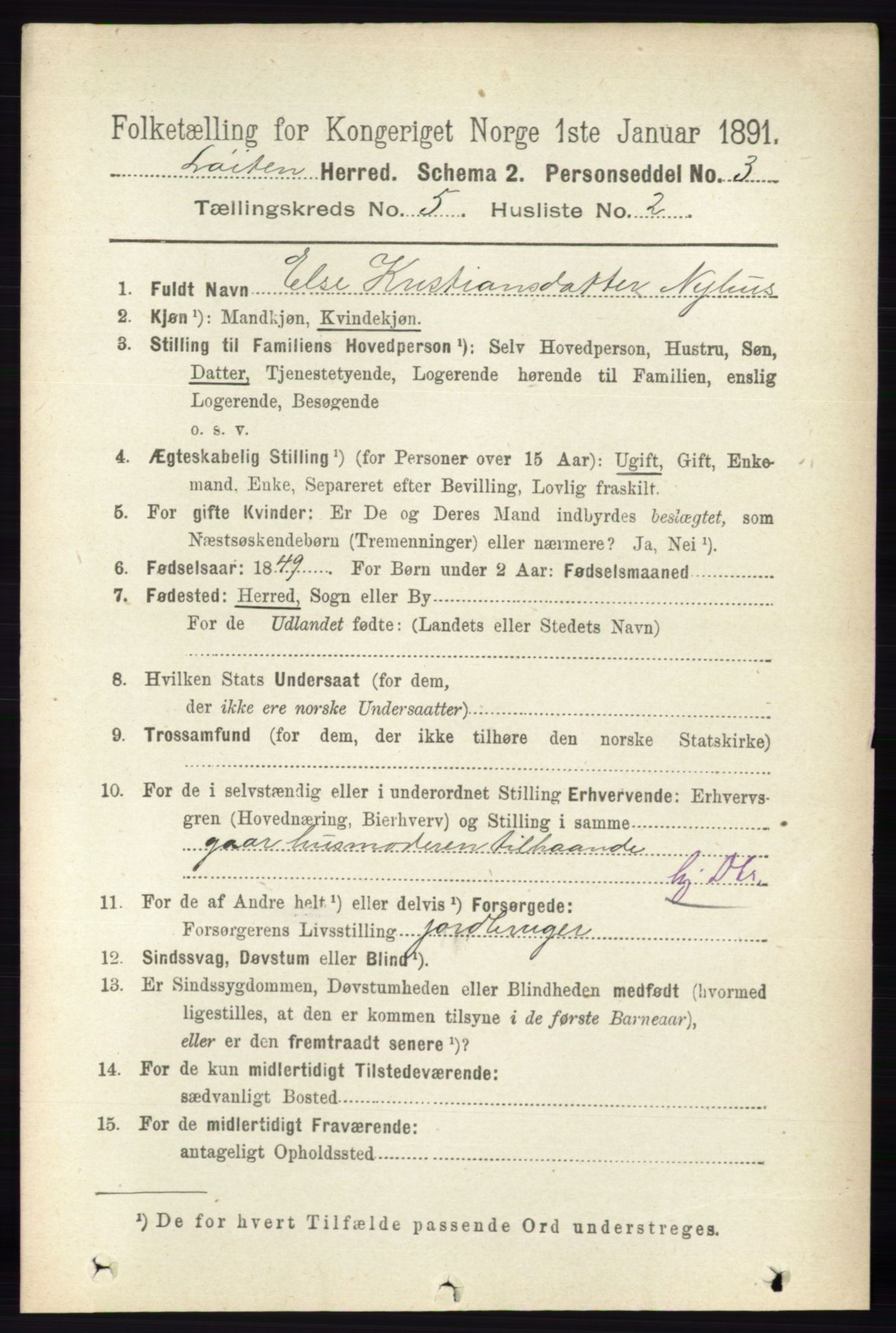 RA, 1891 census for 0415 Løten, 1891, p. 3434