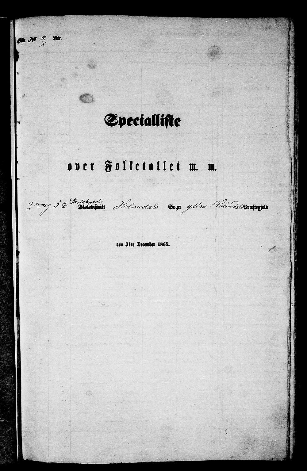 RA, 1865 census for Ytre Holmedal, 1865, p. 30