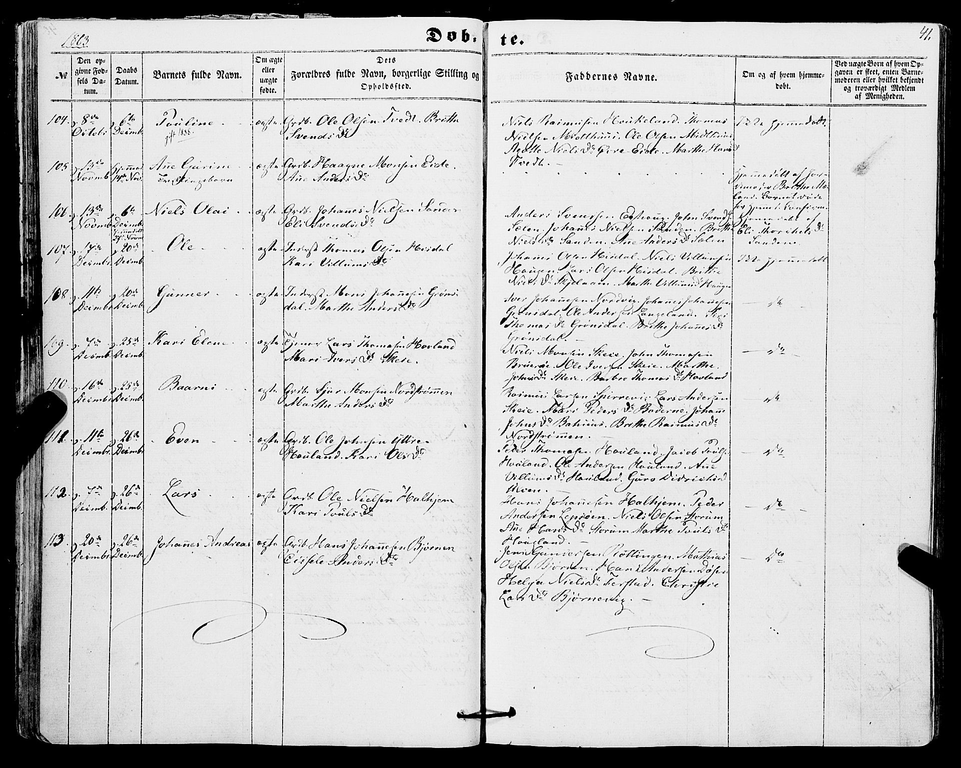 Os sokneprestembete, SAB/A-99929: Parish register (official) no. A 17, 1860-1873, p. 41