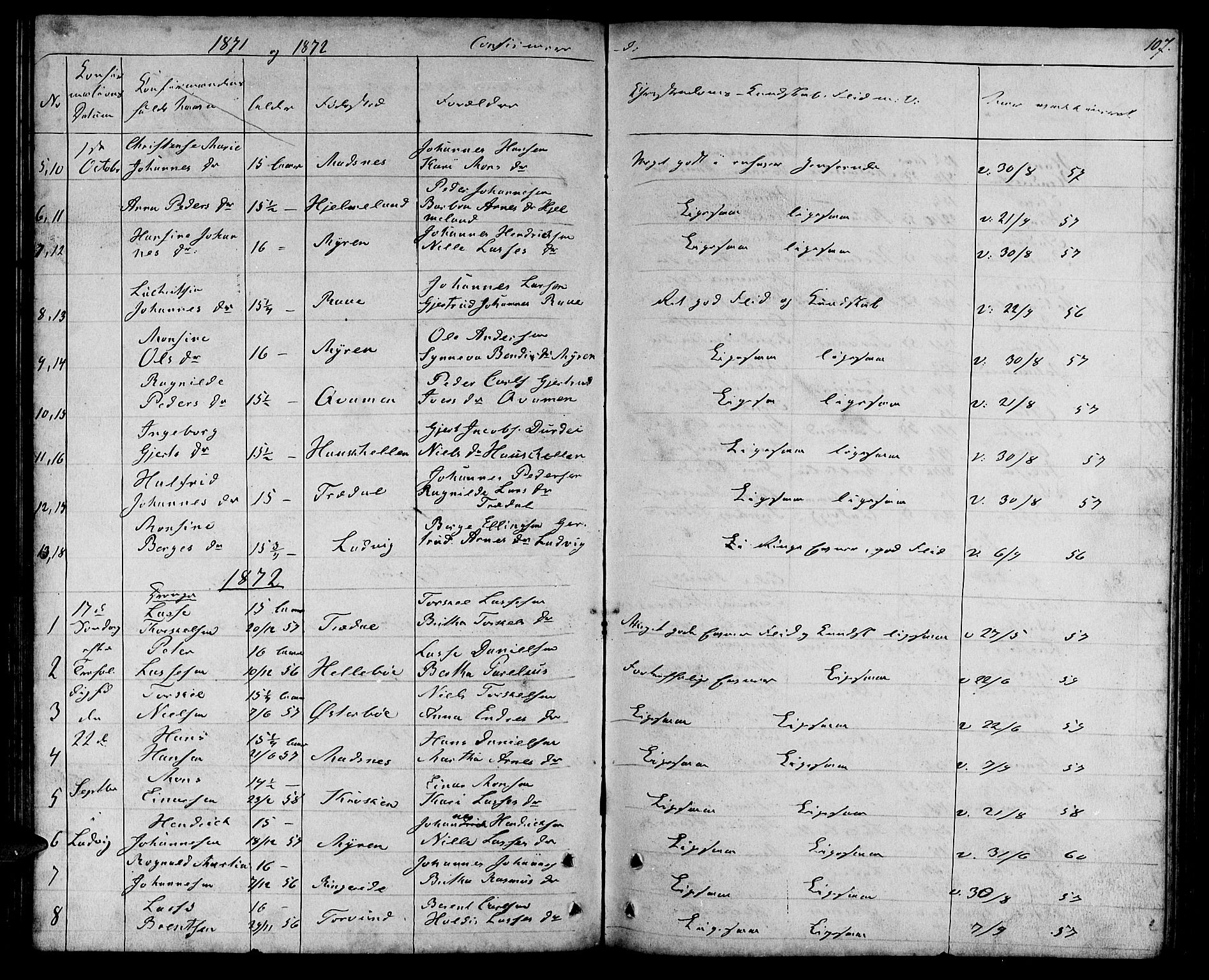 Lavik sokneprestembete, SAB/A-80901: Parish register (copy) no. A 1, 1854-1881, p. 107