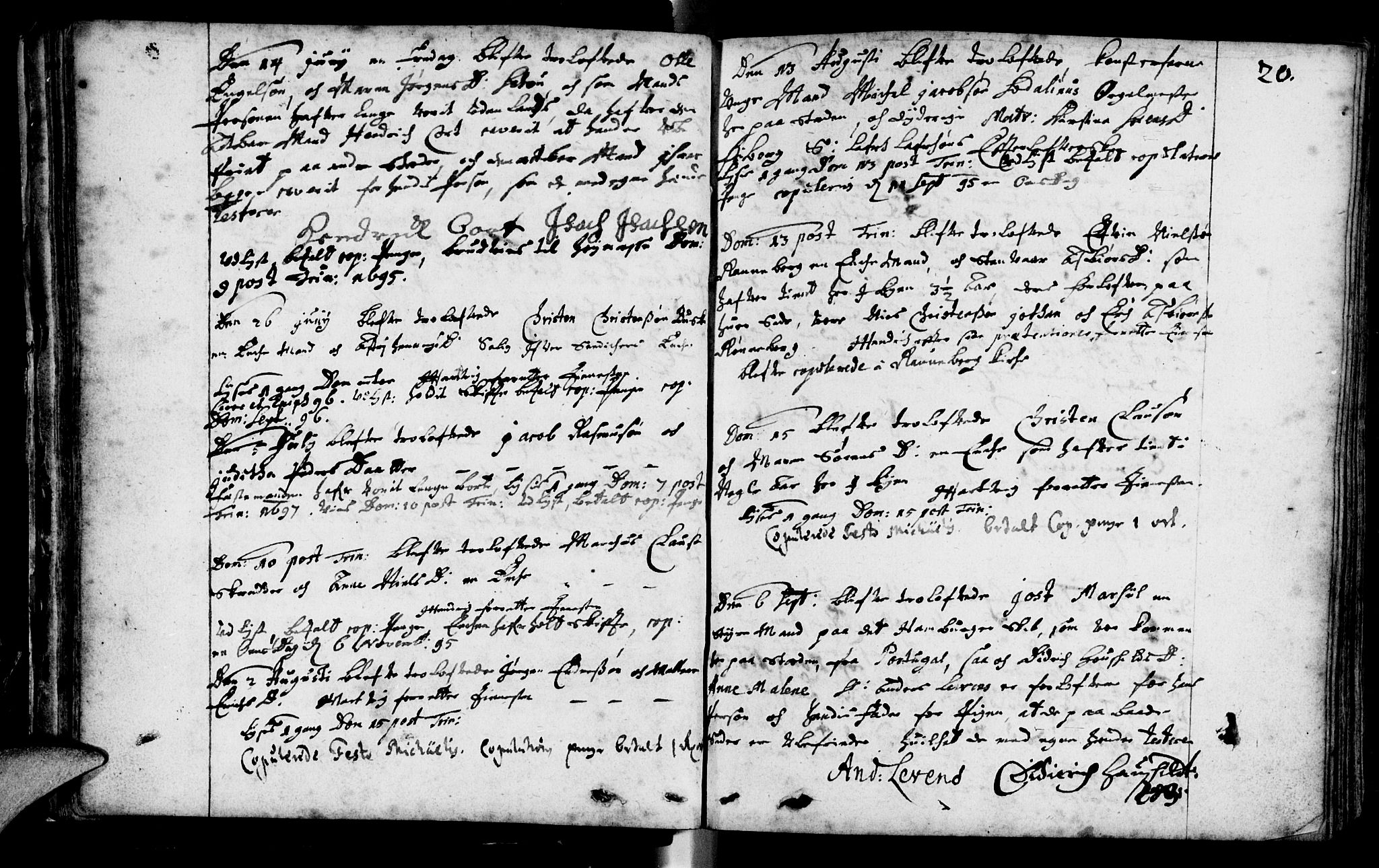 Domkirken sokneprestkontor, AV/SAST-A-101812/001/30/30BA/L0001: Parish register (official) no. A 1 /1, 1688-1727, p. 20