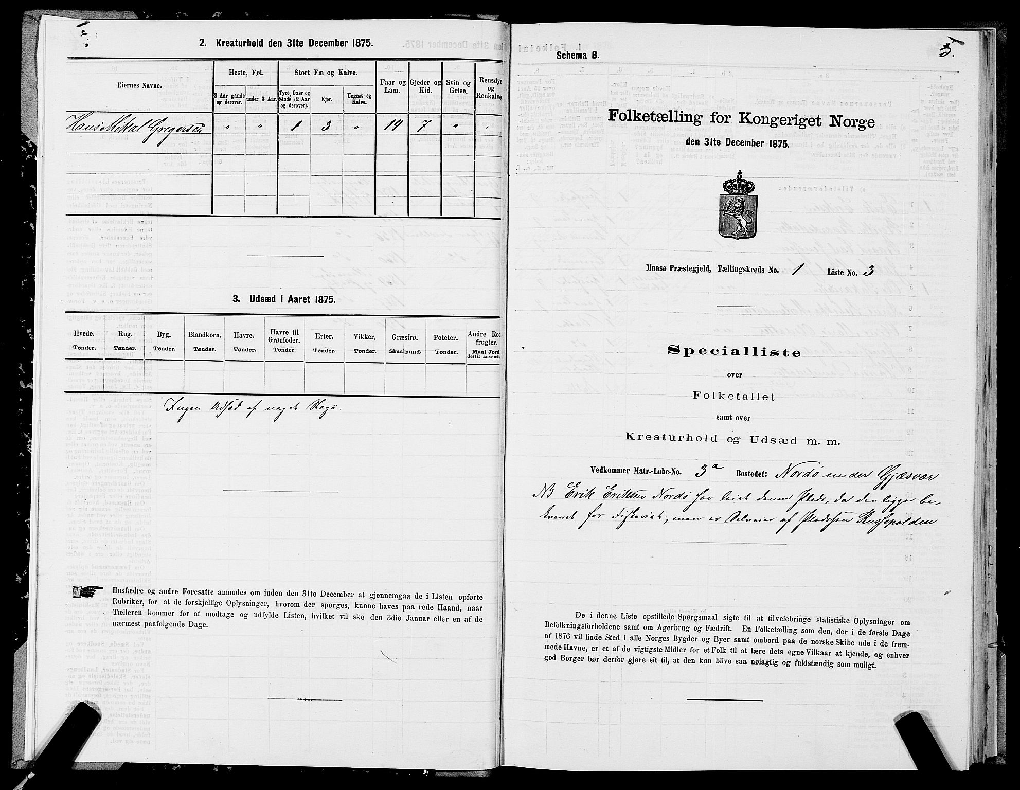 SATØ, 1875 census for 2018P Måsøy, 1875, p. 1005