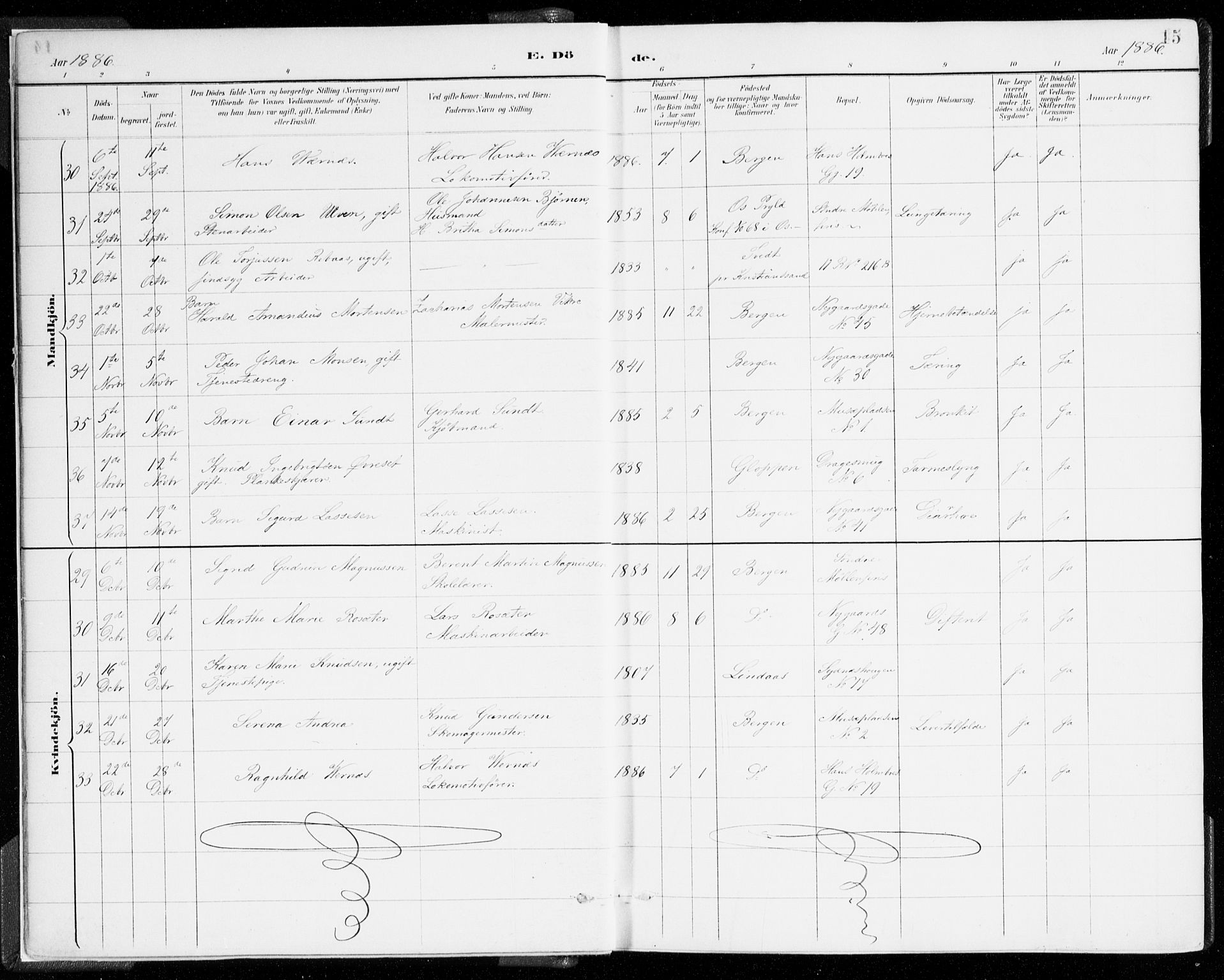 Johanneskirken sokneprestembete, AV/SAB-A-76001/H/Haa/L0019: Parish register (official) no. E 1, 1885-1915, p. 15