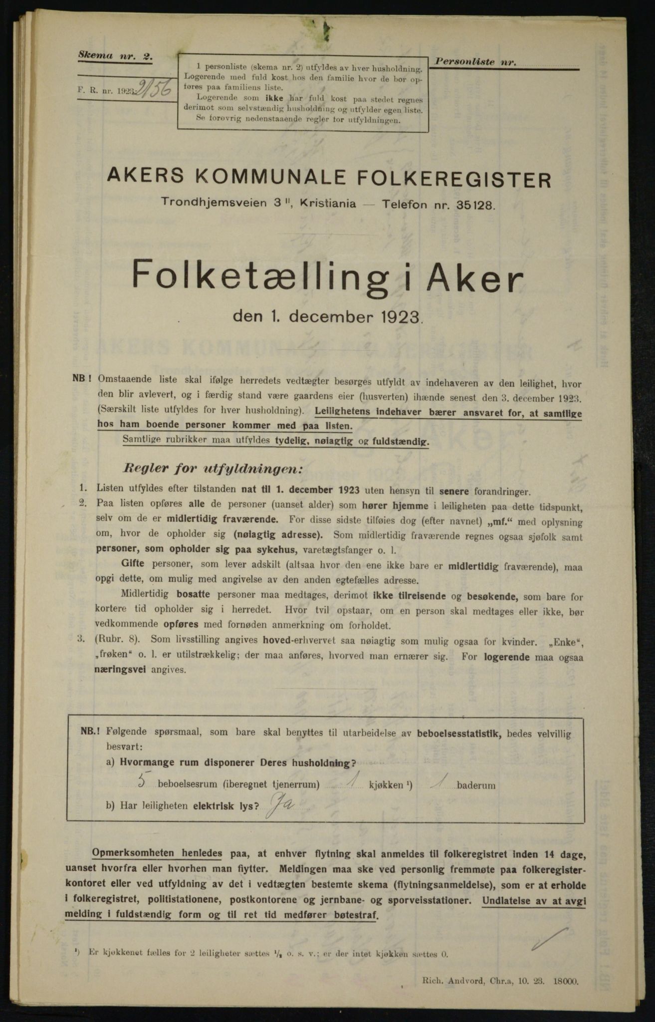 , Municipal Census 1923 for Aker, 1923, p. 21915