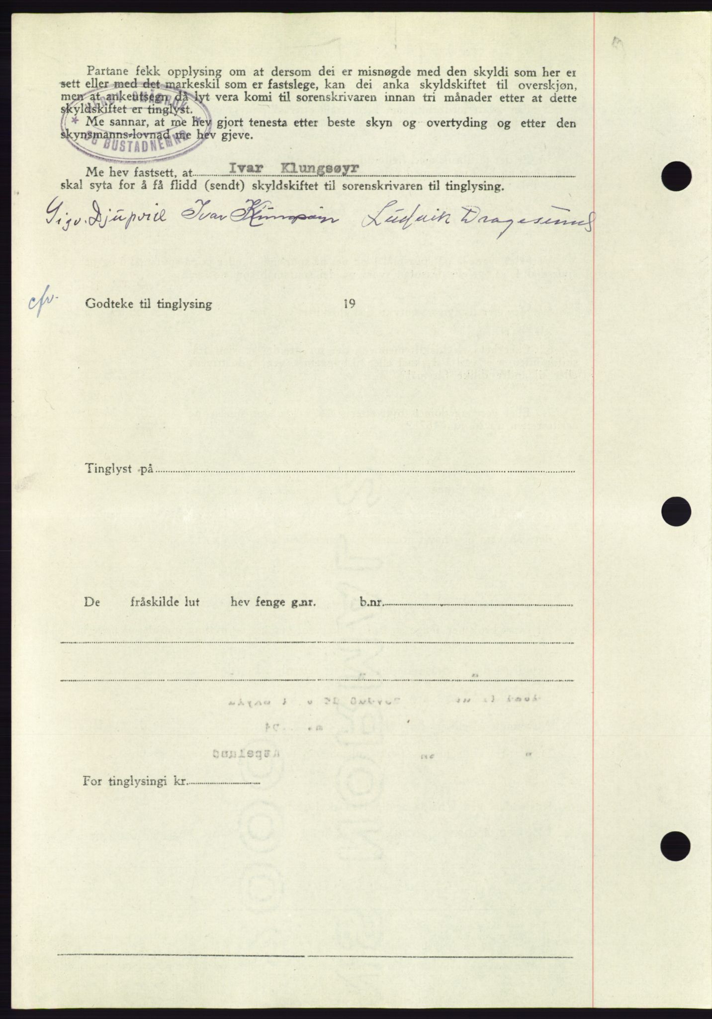 Søre Sunnmøre sorenskriveri, AV/SAT-A-4122/1/2/2C/L0084: Mortgage book no. 10A, 1949-1949, Diary no: : 731/1949