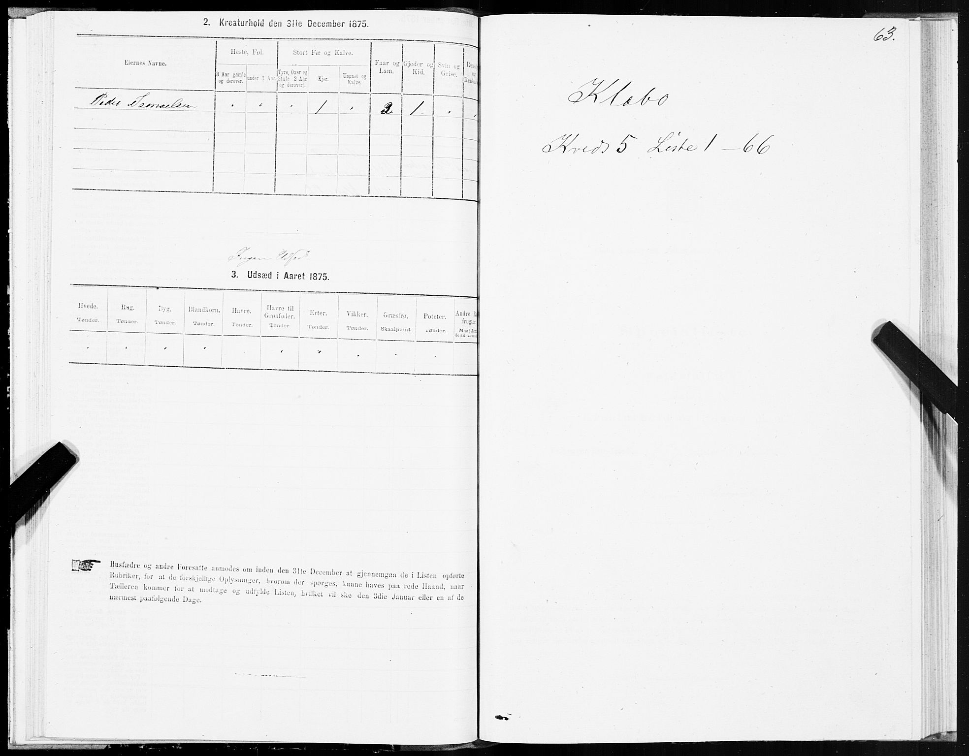 SAT, 1875 census for 1662P Klæbu, 1875, p. 2063