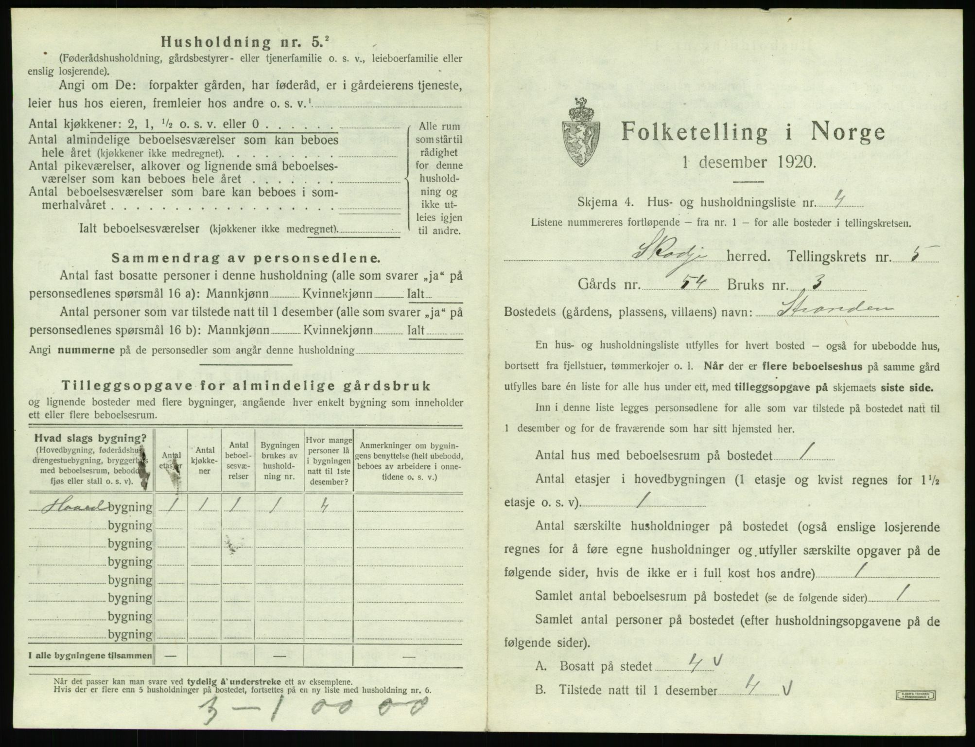 SAT, 1920 census for Skodje, 1920, p. 345