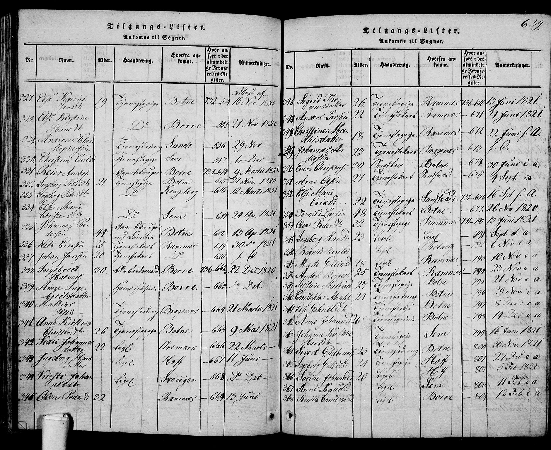 Våle kirkebøker, AV/SAKO-A-334/G/Ga/L0001: Parish register (copy) no. I 1, 1814-1824, p. 638-639