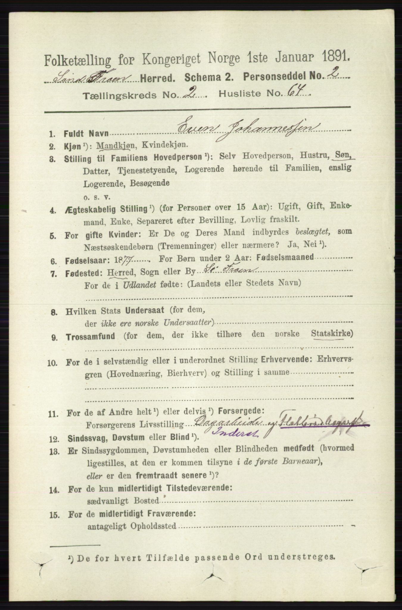 RA, 1891 census for 0519 Sør-Fron, 1891, p. 905