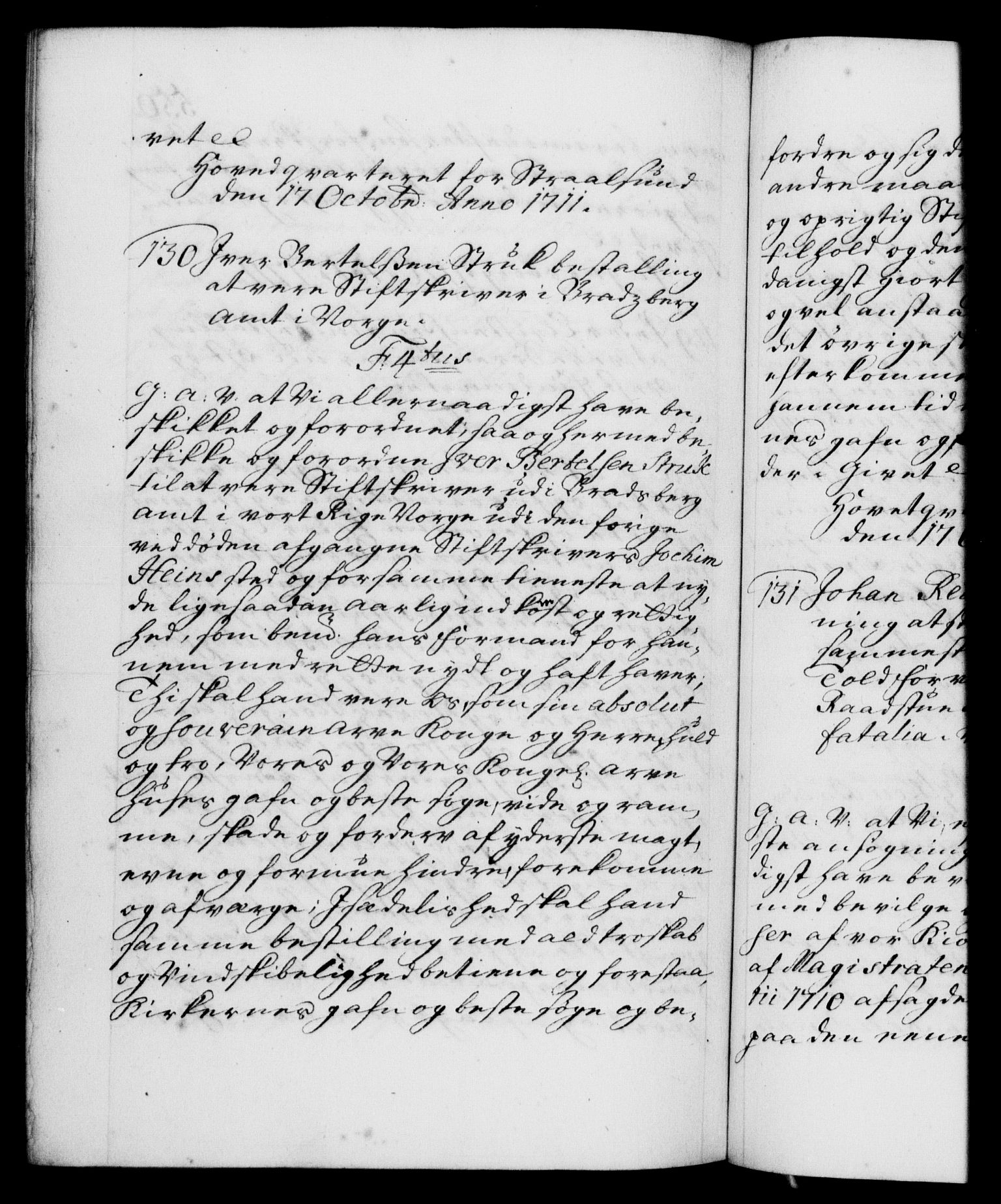 Danske Kanselli 1572-1799, RA/EA-3023/F/Fc/Fca/Fcaa/L0020: Norske registre, 1708-1711, p. 550b