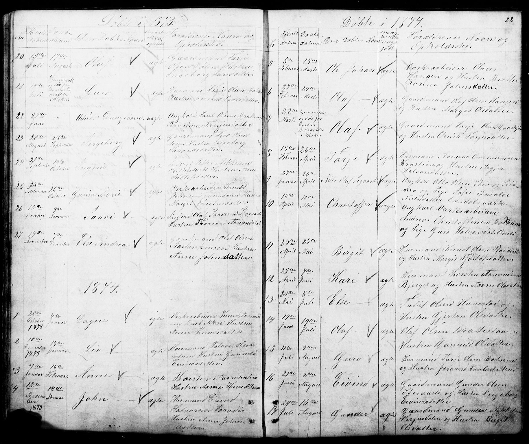 Mo kirkebøker, SAKO/A-286/G/Gb/L0002: Parish register (copy) no. II 2, 1851-1890, p. 22