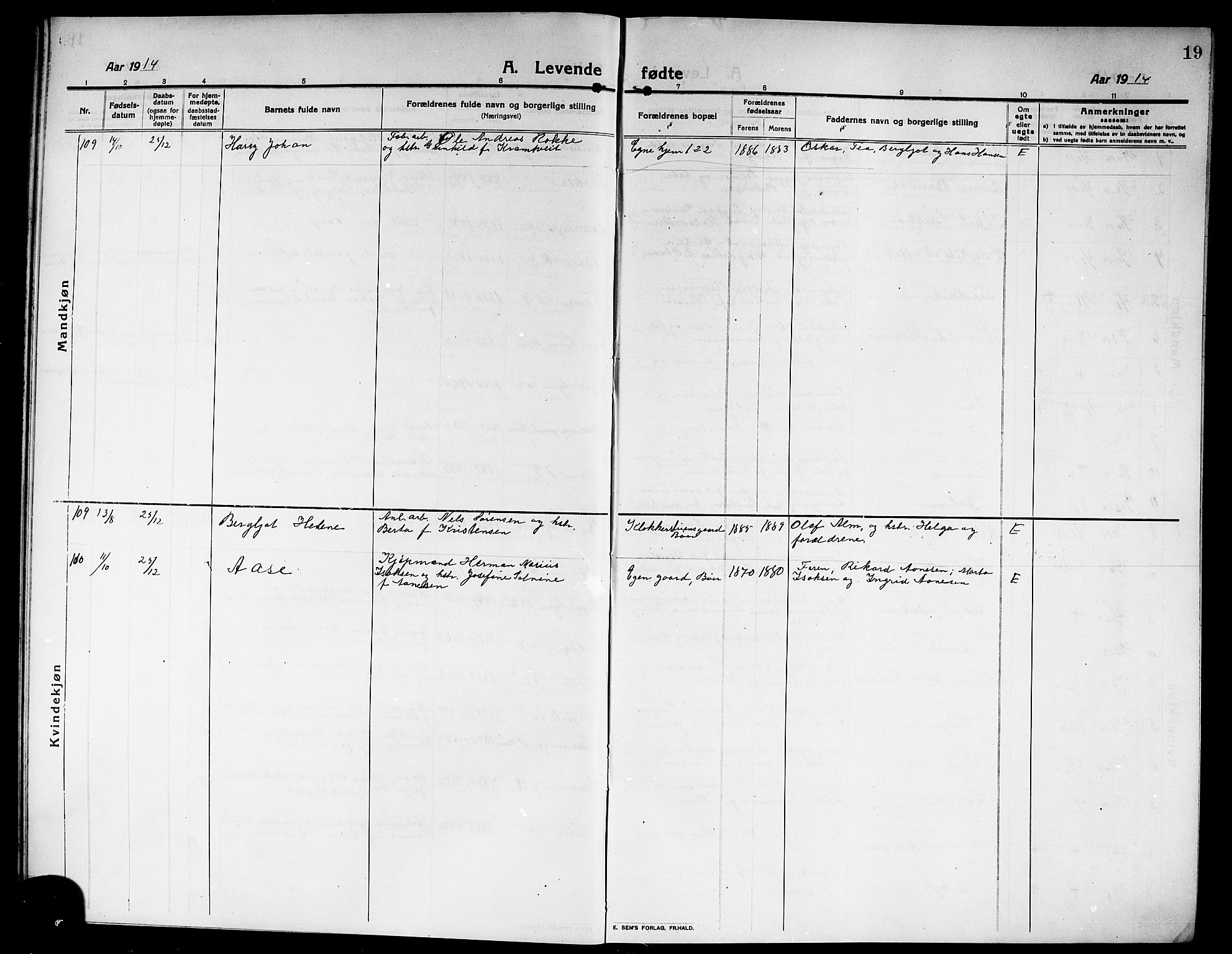 Rjukan kirkebøker, SAKO/A-294/G/Ga/L0002: Parish register (copy) no. 2, 1913-1920, p. 19