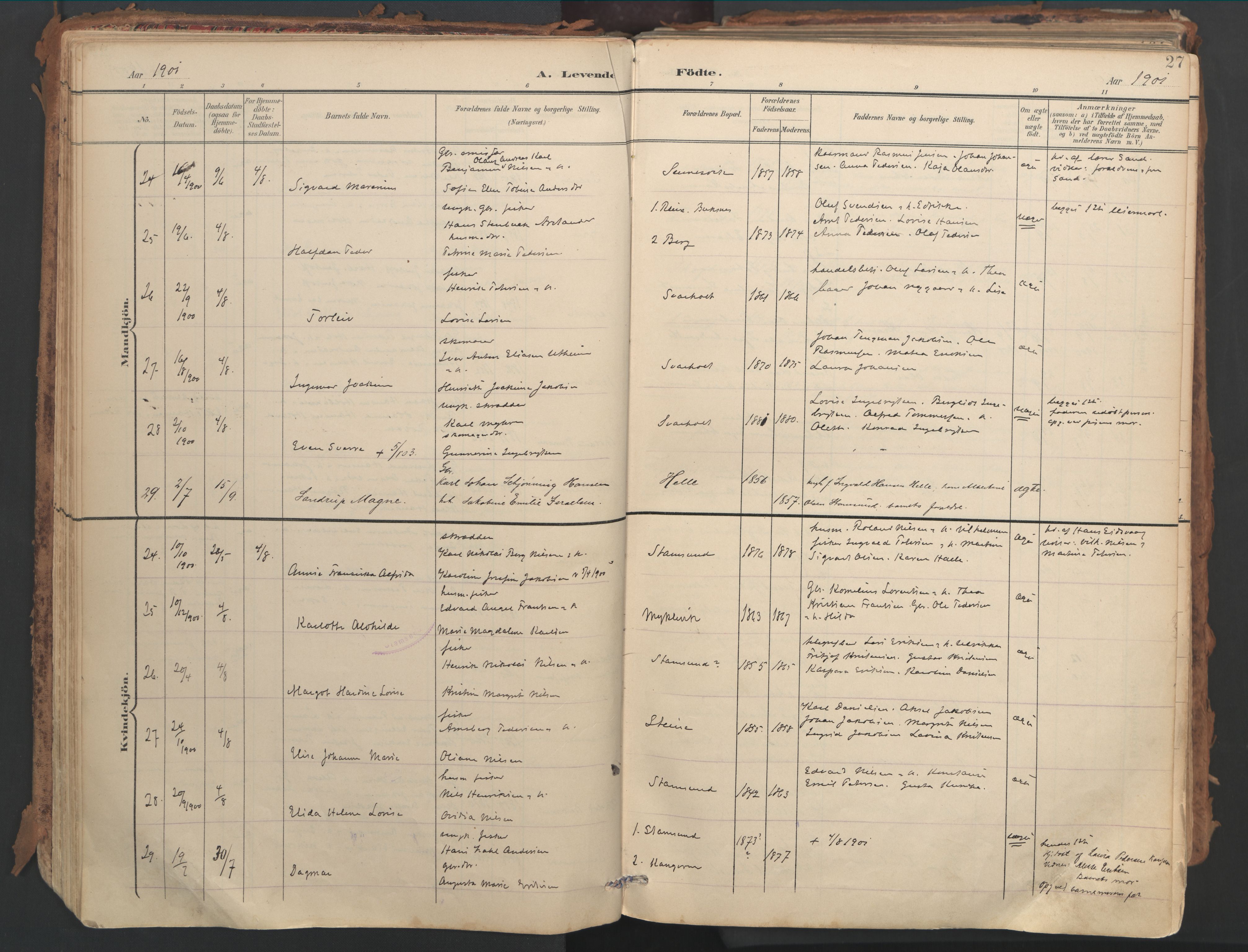 Ministerialprotokoller, klokkerbøker og fødselsregistre - Nordland, AV/SAT-A-1459/882/L1180: Parish register (official) no. 882A02, 1897-1913, p. 27