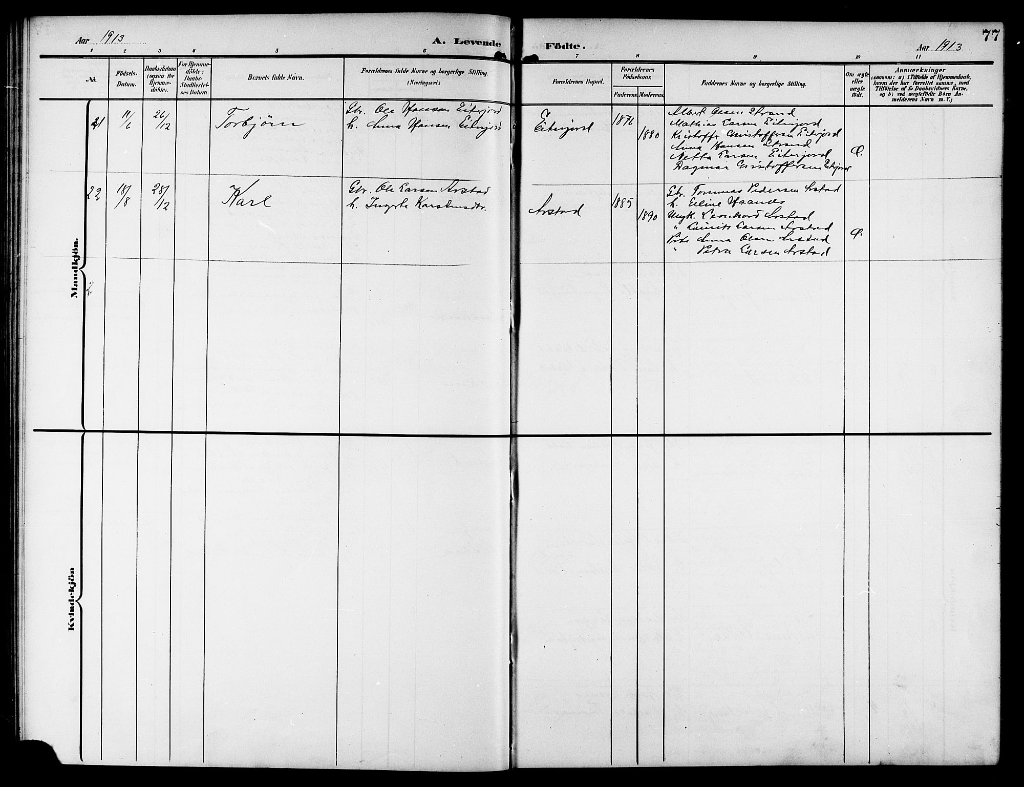 Ministerialprotokoller, klokkerbøker og fødselsregistre - Nordland, AV/SAT-A-1459/846/L0655: Parish register (copy) no. 846C05, 1902-1916, p. 77