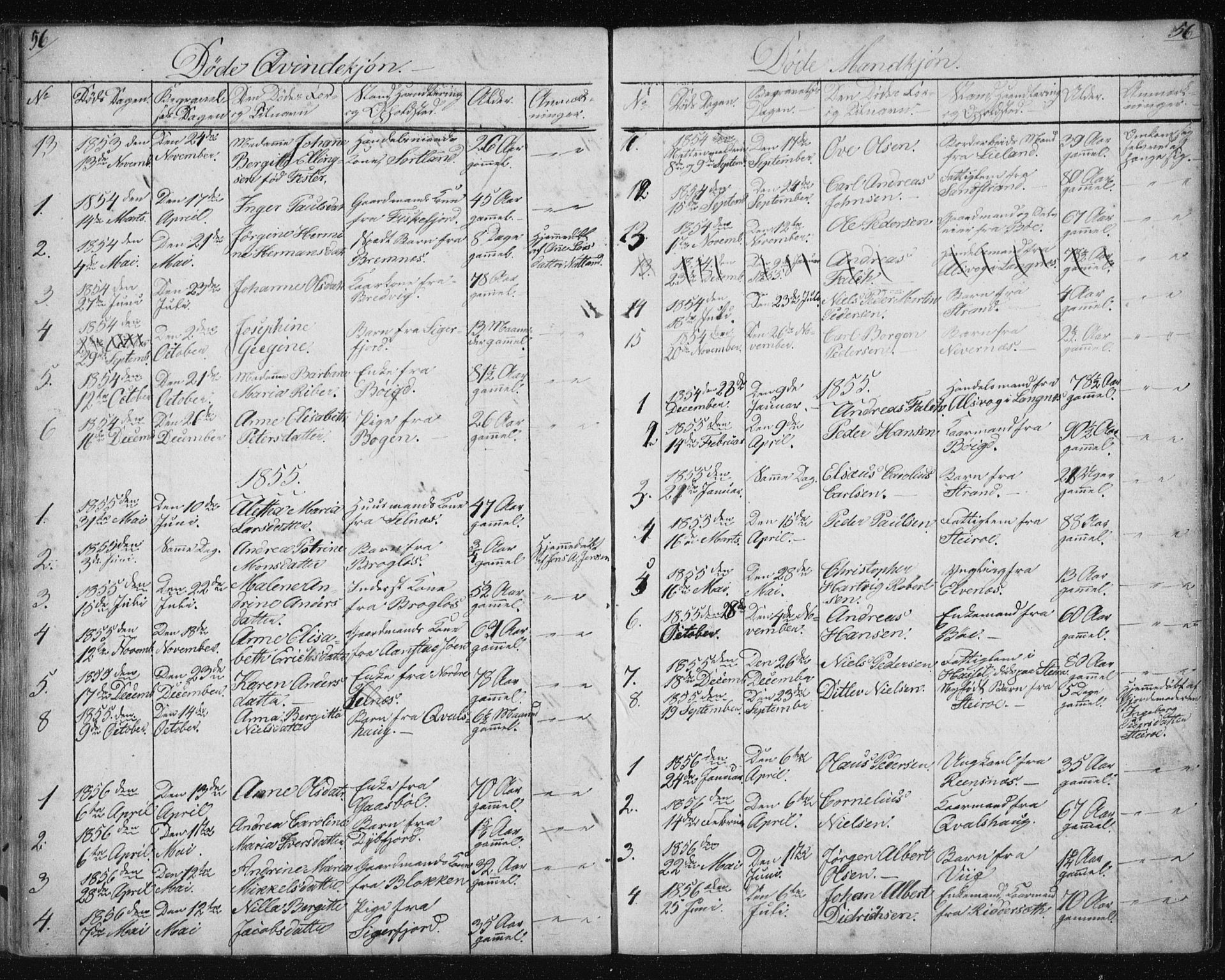 Ministerialprotokoller, klokkerbøker og fødselsregistre - Nordland, SAT/A-1459/895/L1379: Parish register (copy) no. 895C01, 1842-1858, p. 56-57