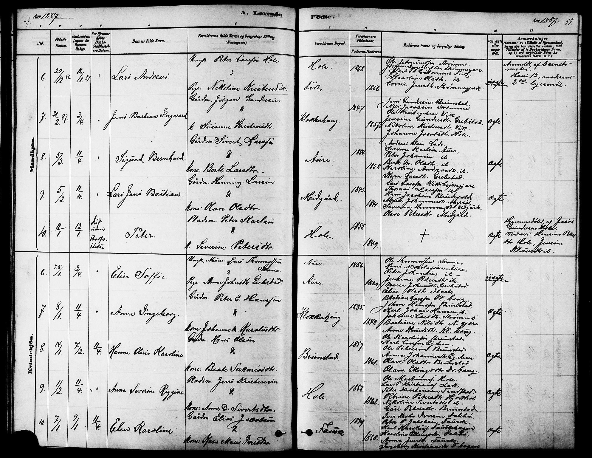 Ministerialprotokoller, klokkerbøker og fødselsregistre - Møre og Romsdal, SAT/A-1454/523/L0339: Parish register (copy) no. 523C02, 1878-1891, p. 55