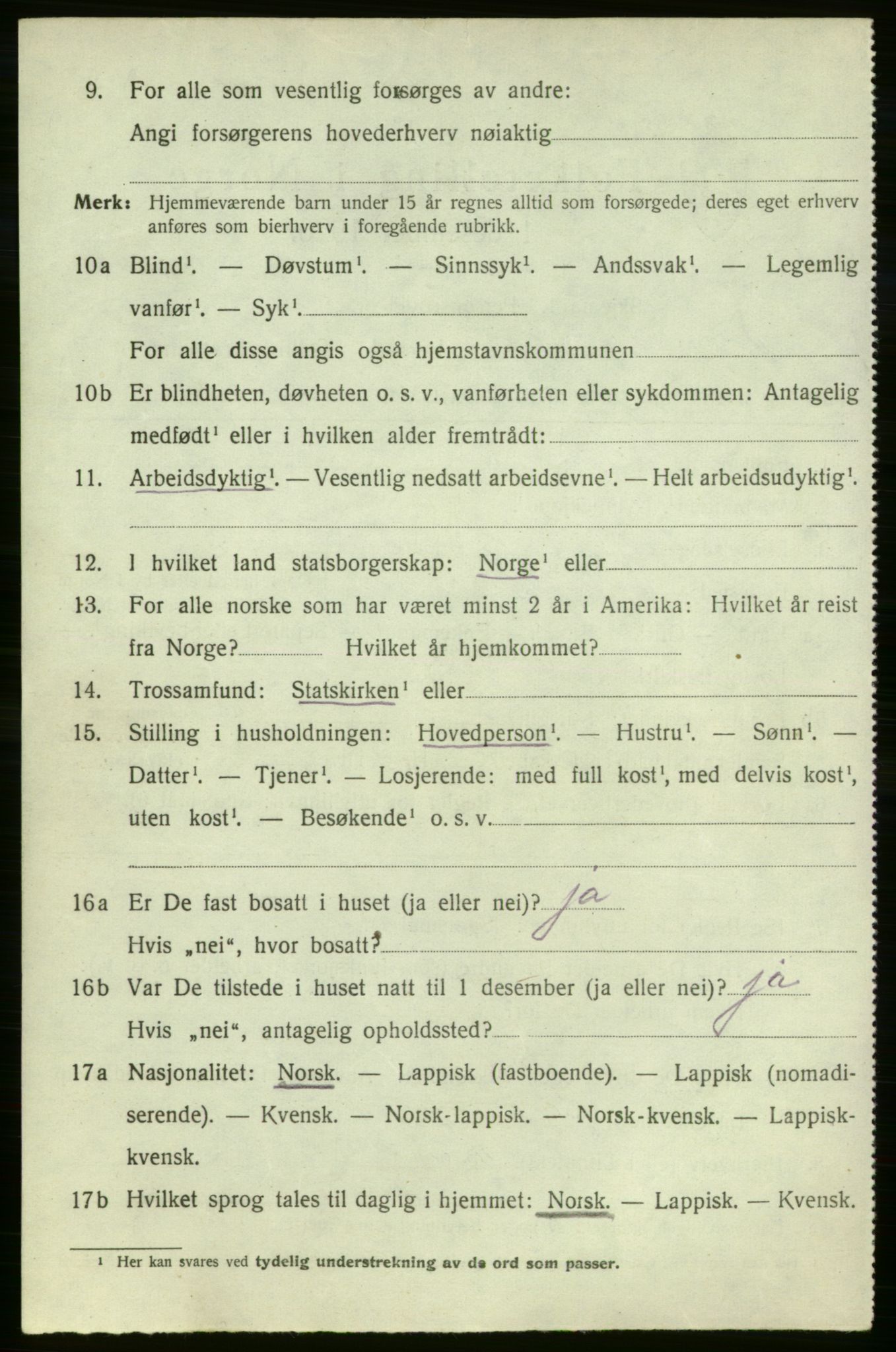 SATØ, 1920 census for Lebesby, 1920, p. 2412