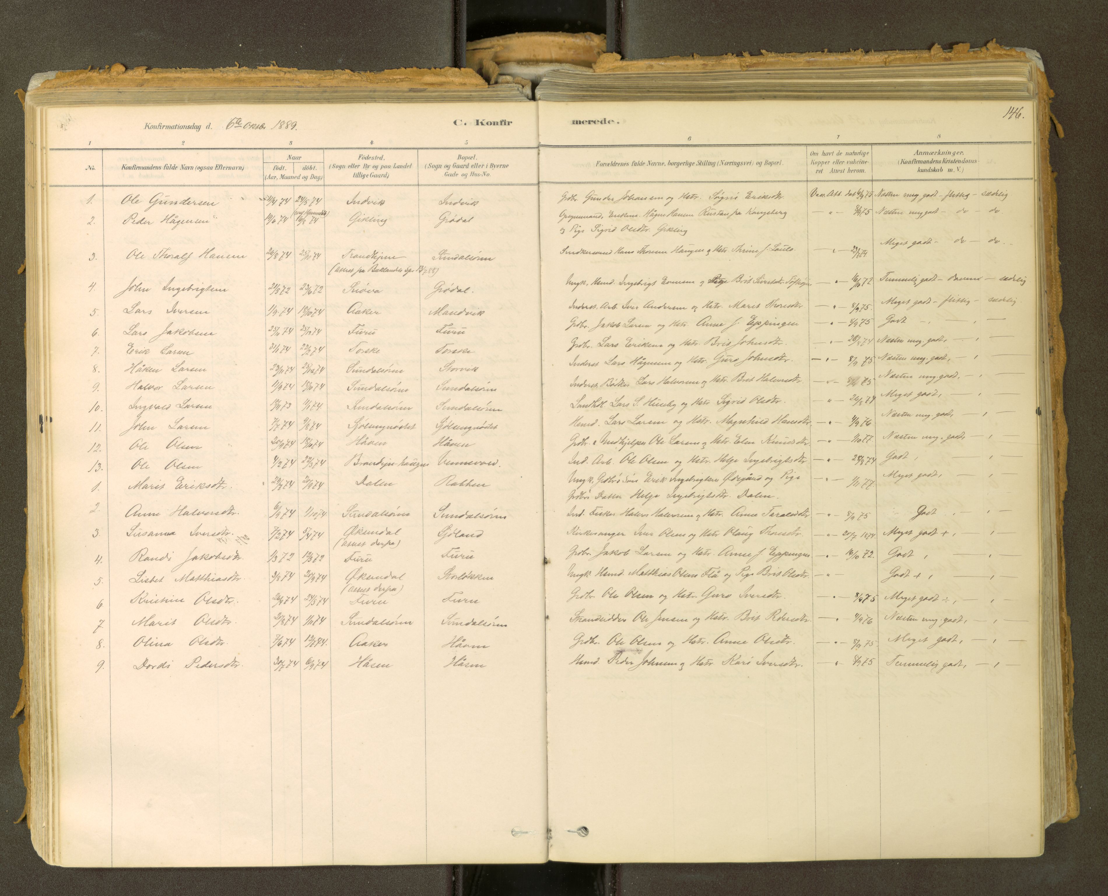Sunndal sokneprestkontor, SAT/A-1085/1/I/I1/I1a: Parish register (official) no. 2, 1877-1914, p. 146