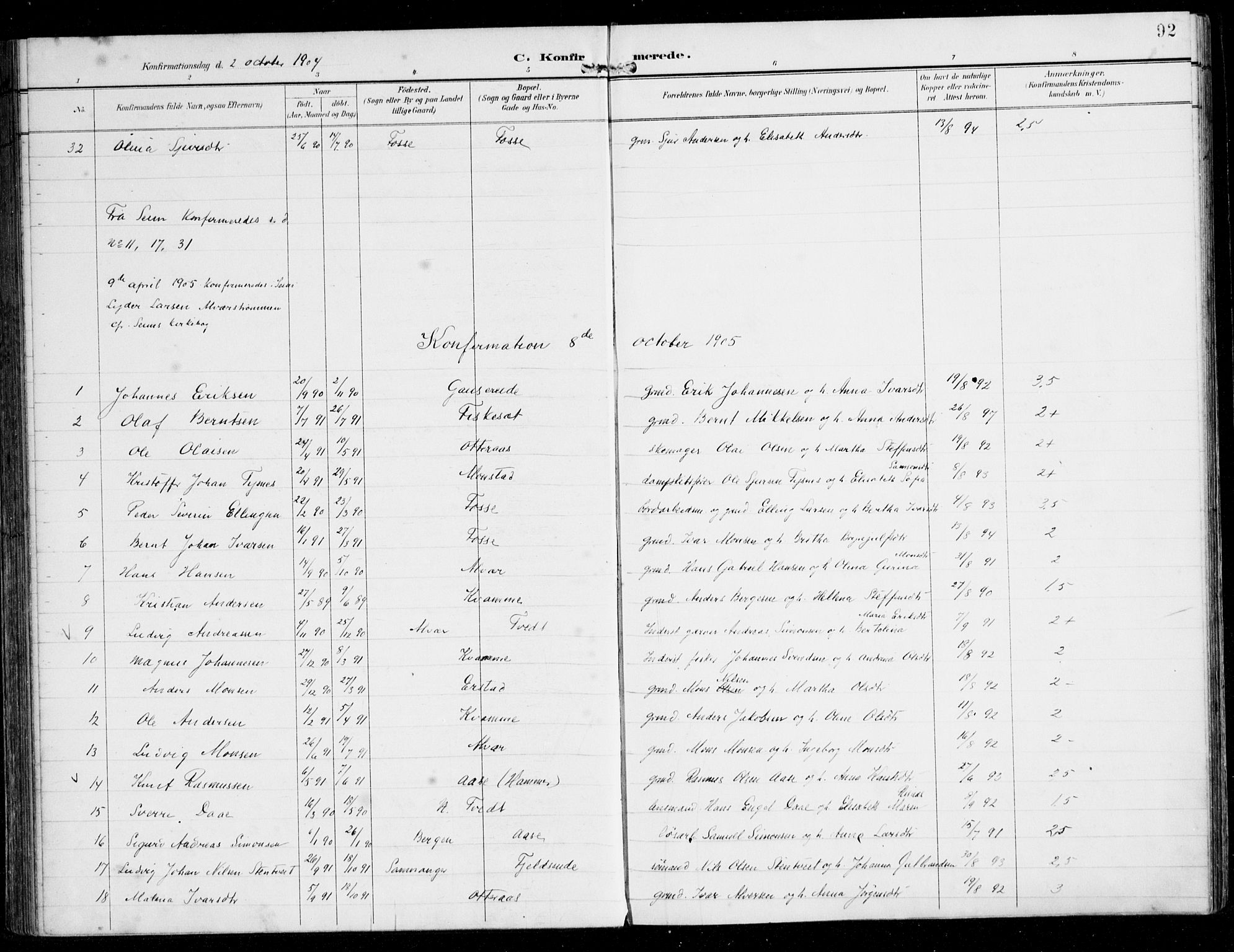 Alversund Sokneprestembete, AV/SAB-A-73901/H/Ha/Haa/Haaa/L0003: Parish register (official) no. A 3, 1897-1926, p. 92