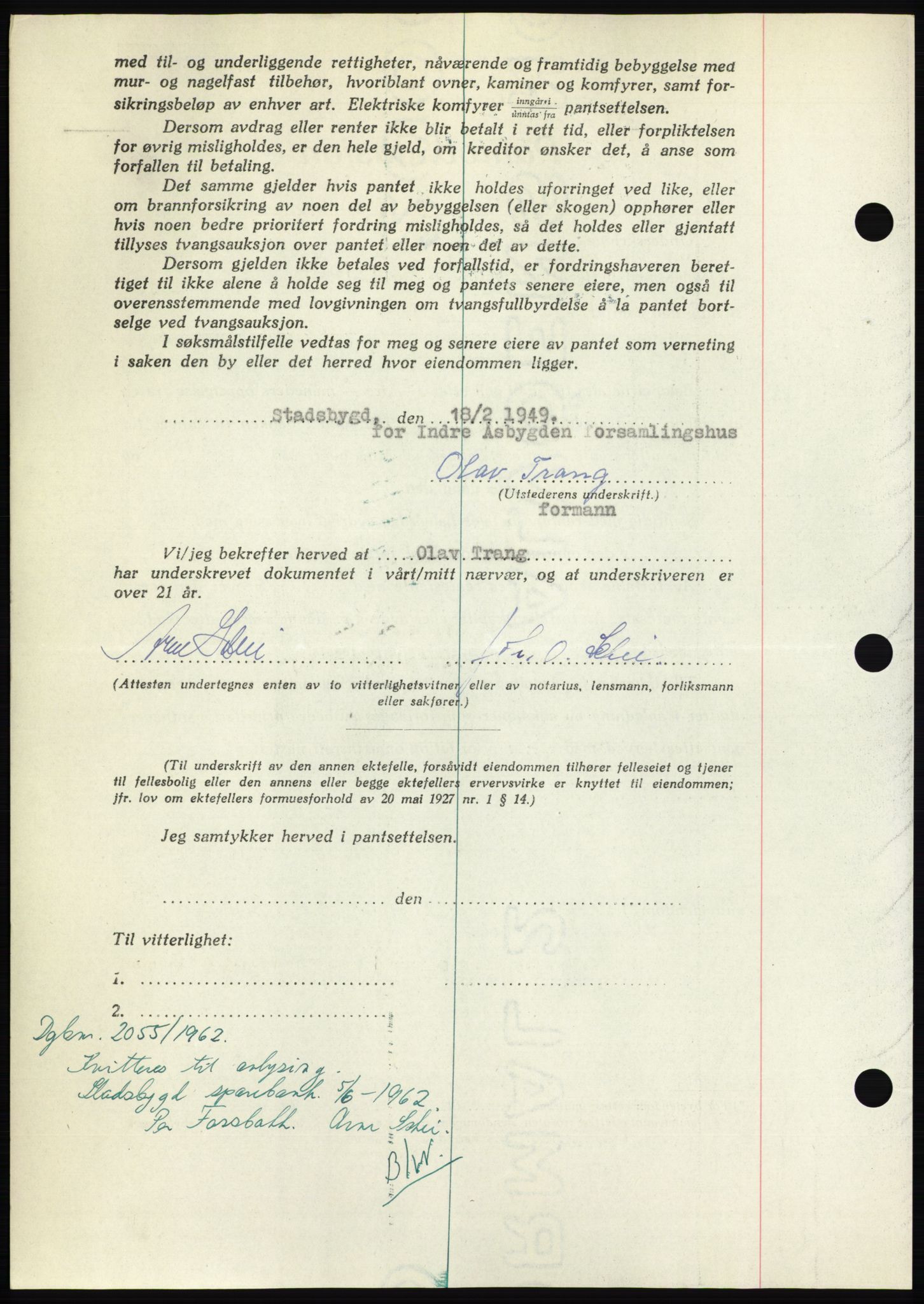 Fosen sorenskriveri, AV/SAT-A-1107/1/2/2C: Mortgage book no. B, 1948-1950, Diary no: : 319/1949
