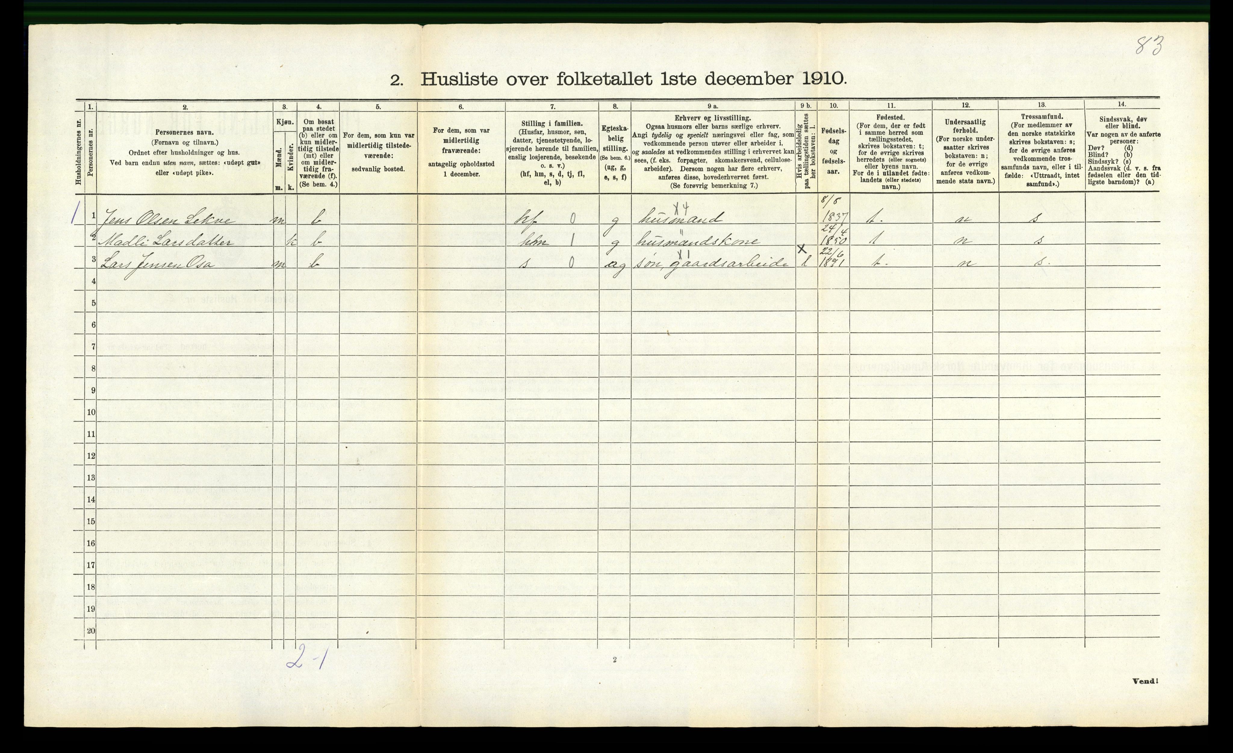 RA, 1910 census for Ulvik, 1910, p. 63