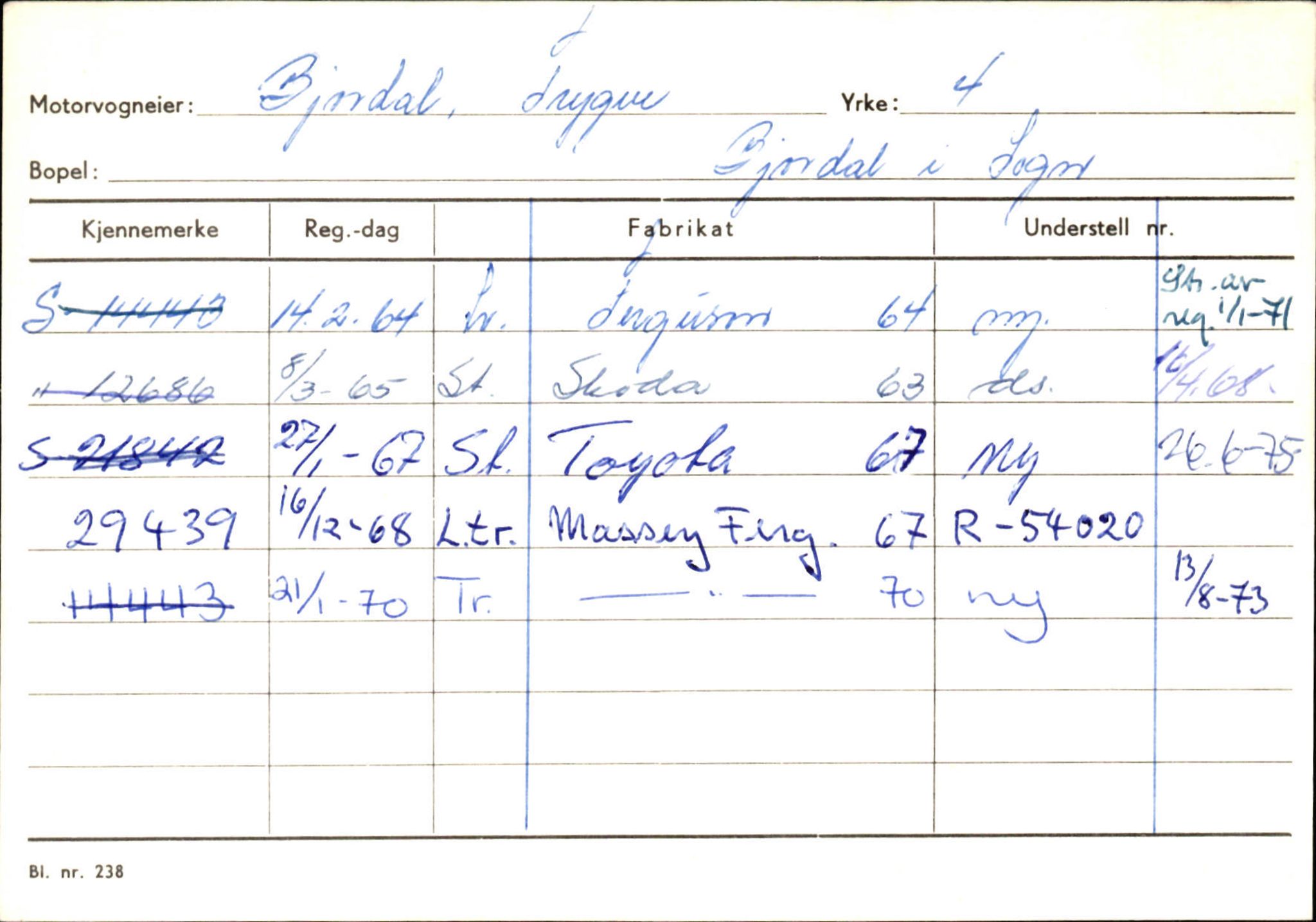 Statens vegvesen, Sogn og Fjordane vegkontor, SAB/A-5301/4/F/L0130: Eigarregister Eid T-Å. Høyanger A-O, 1945-1975, p. 631