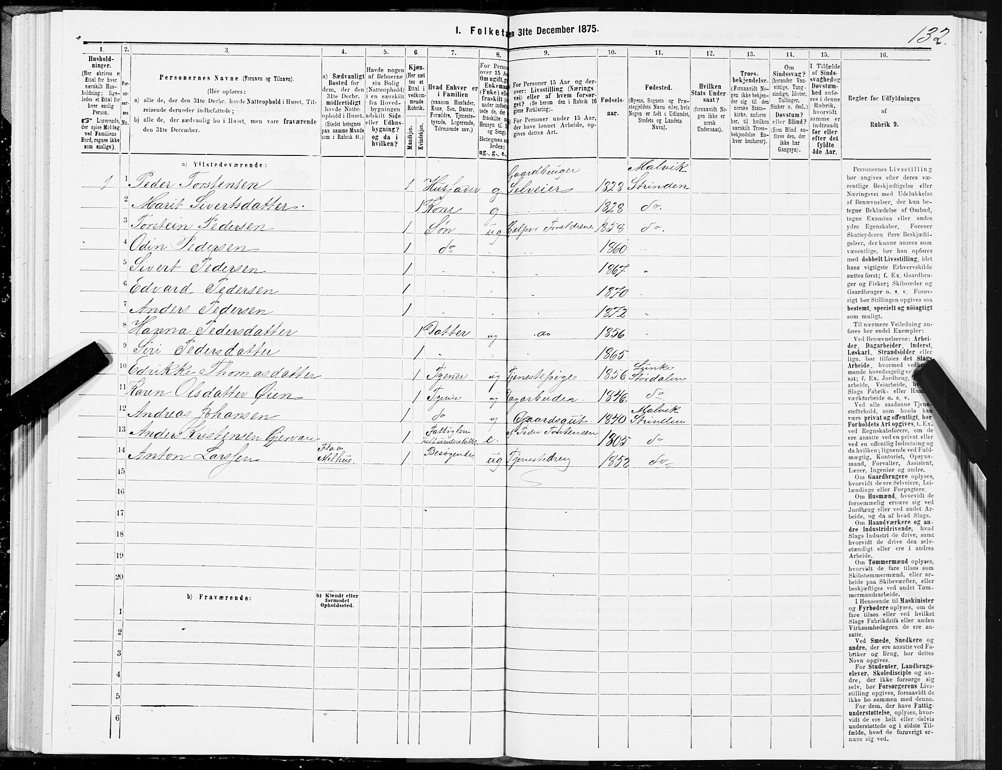 SAT, 1875 census for 1660P Strinda, 1875, p. 7132