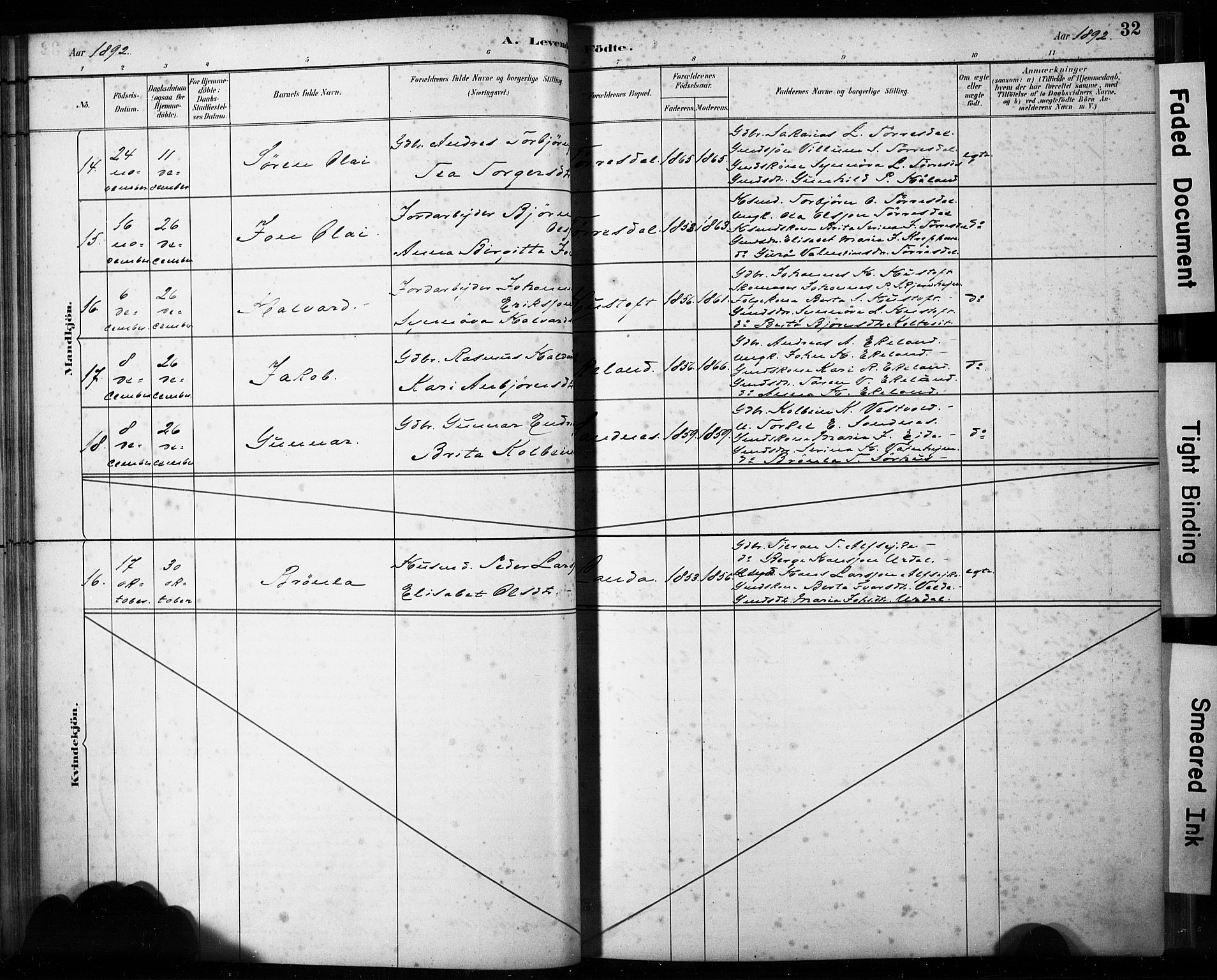 Skjold sokneprestkontor, AV/SAST-A-101847/H/Ha/Haa/L0009: Parish register (official) no. A 9, 1882-1898, p. 32