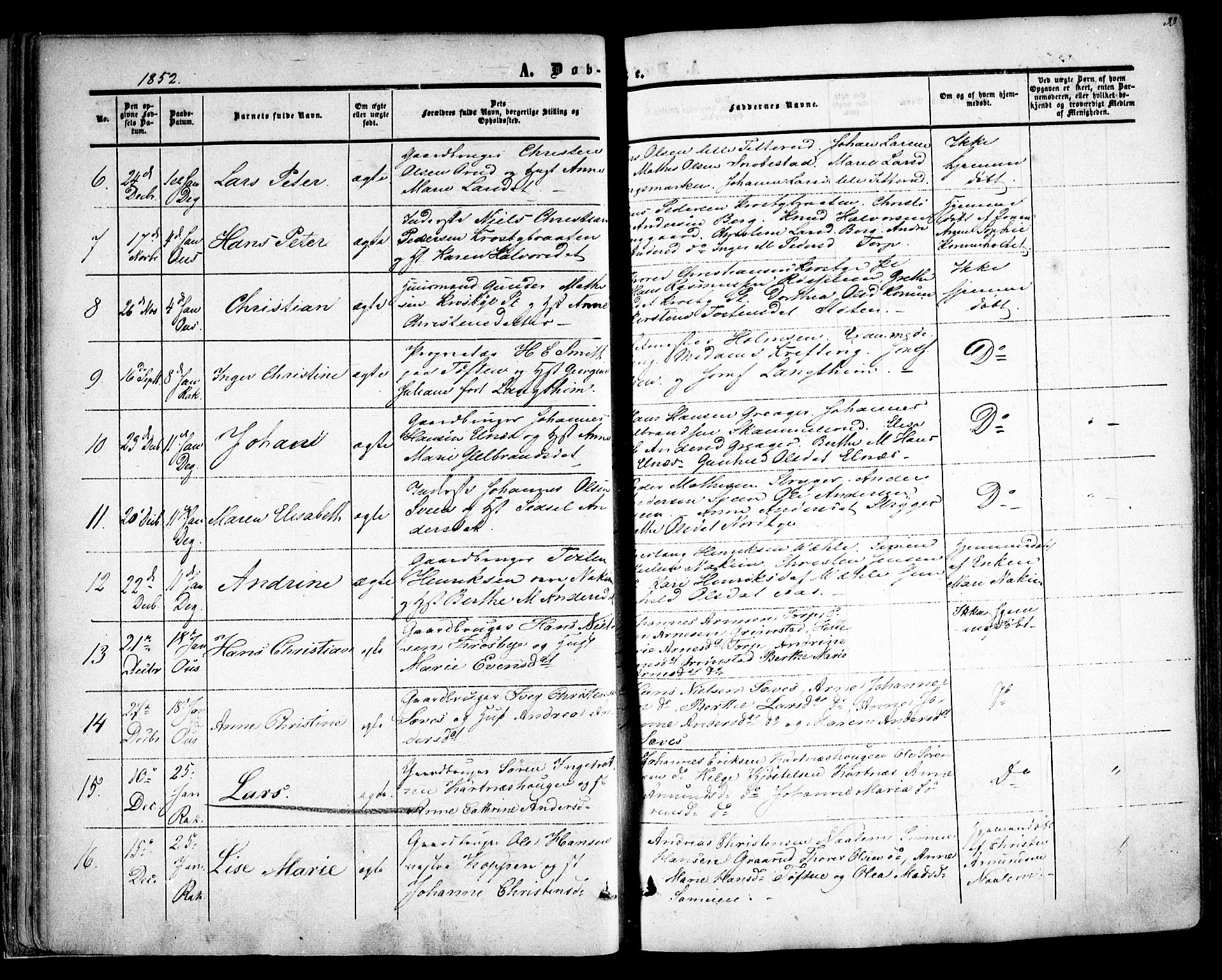 Rakkestad prestekontor Kirkebøker, AV/SAO-A-2008/F/Fa/L0009: Parish register (official) no. I 9, 1850-1856, p. 33