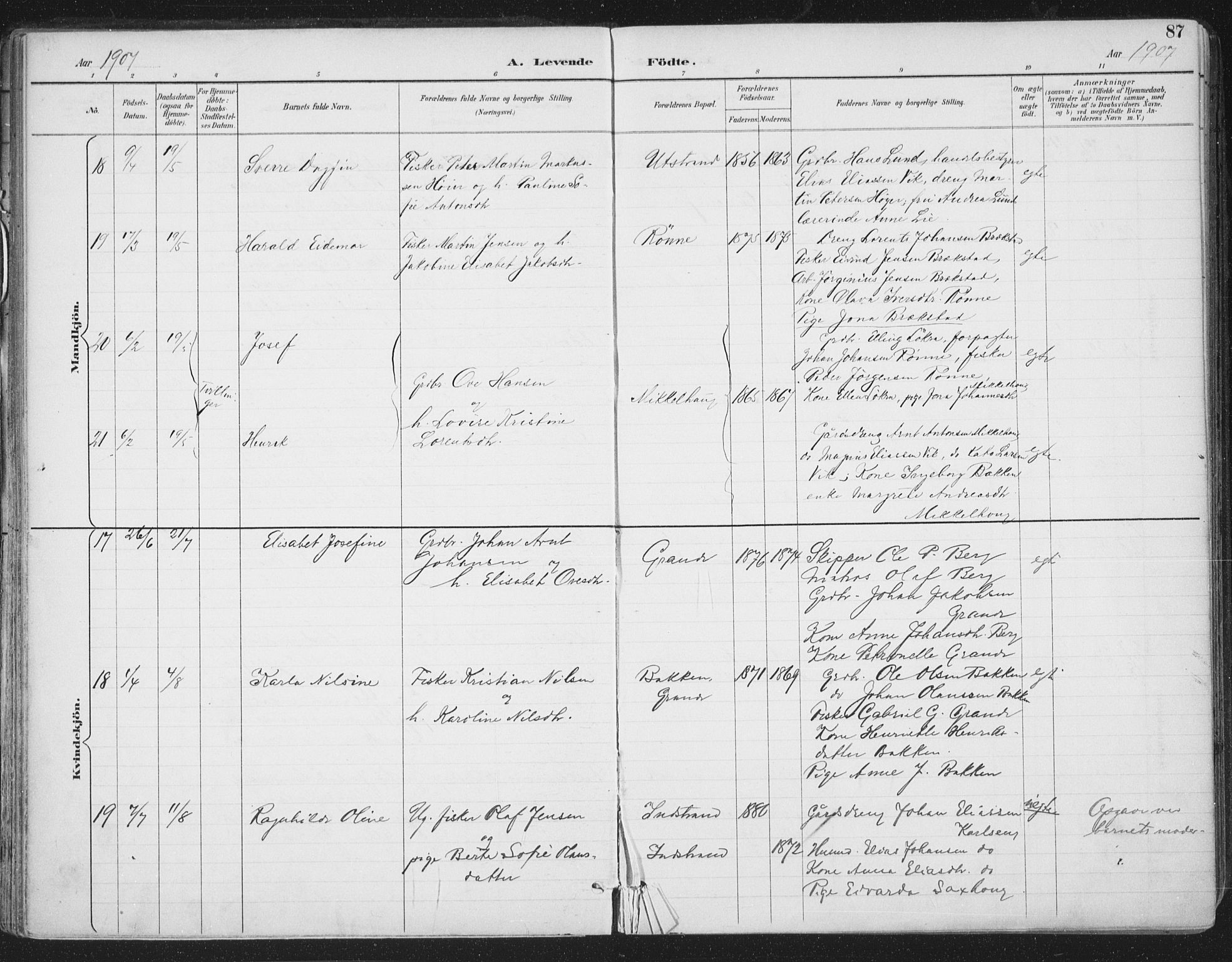 Ministerialprotokoller, klokkerbøker og fødselsregistre - Sør-Trøndelag, AV/SAT-A-1456/659/L0743: Parish register (official) no. 659A13, 1893-1910, p. 87