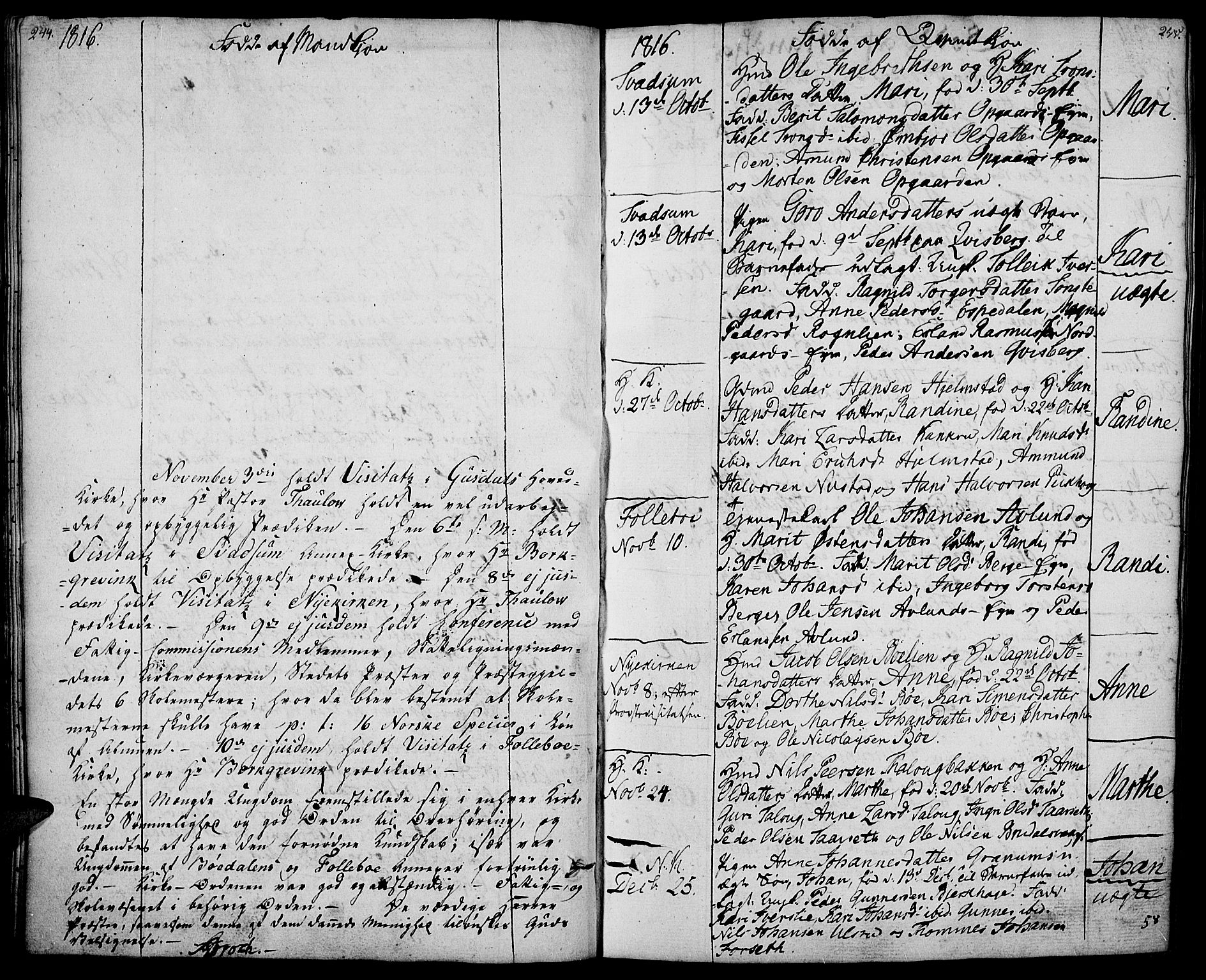 Gausdal prestekontor, SAH/PREST-090/H/Ha/Haa/L0004: Parish register (official) no. 4, 1809-1817, p. 244-245