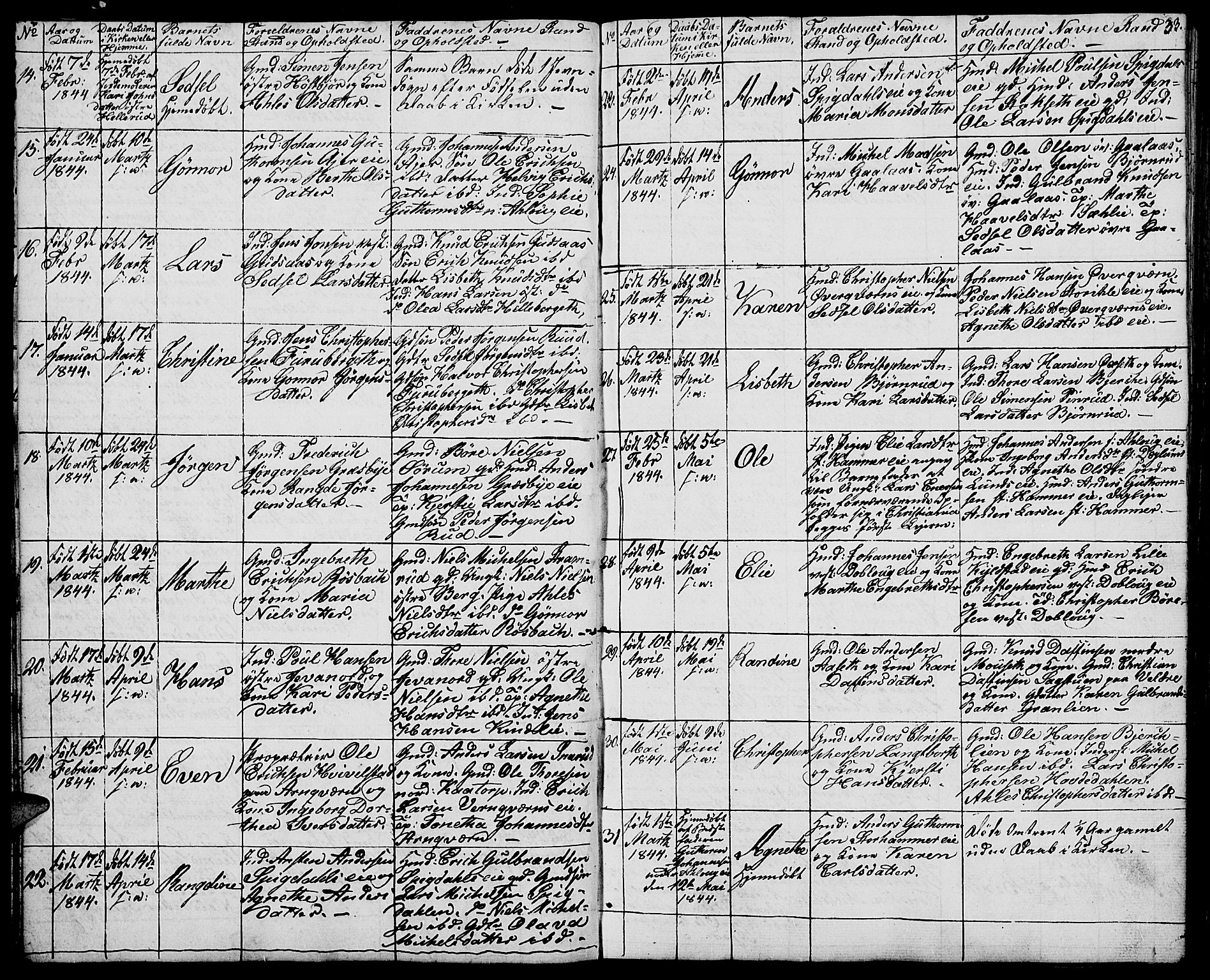Vang prestekontor, Hedmark, AV/SAH-PREST-008/H/Ha/Hab/L0009: Parish register (copy) no. 9, 1836-1870, p. 33