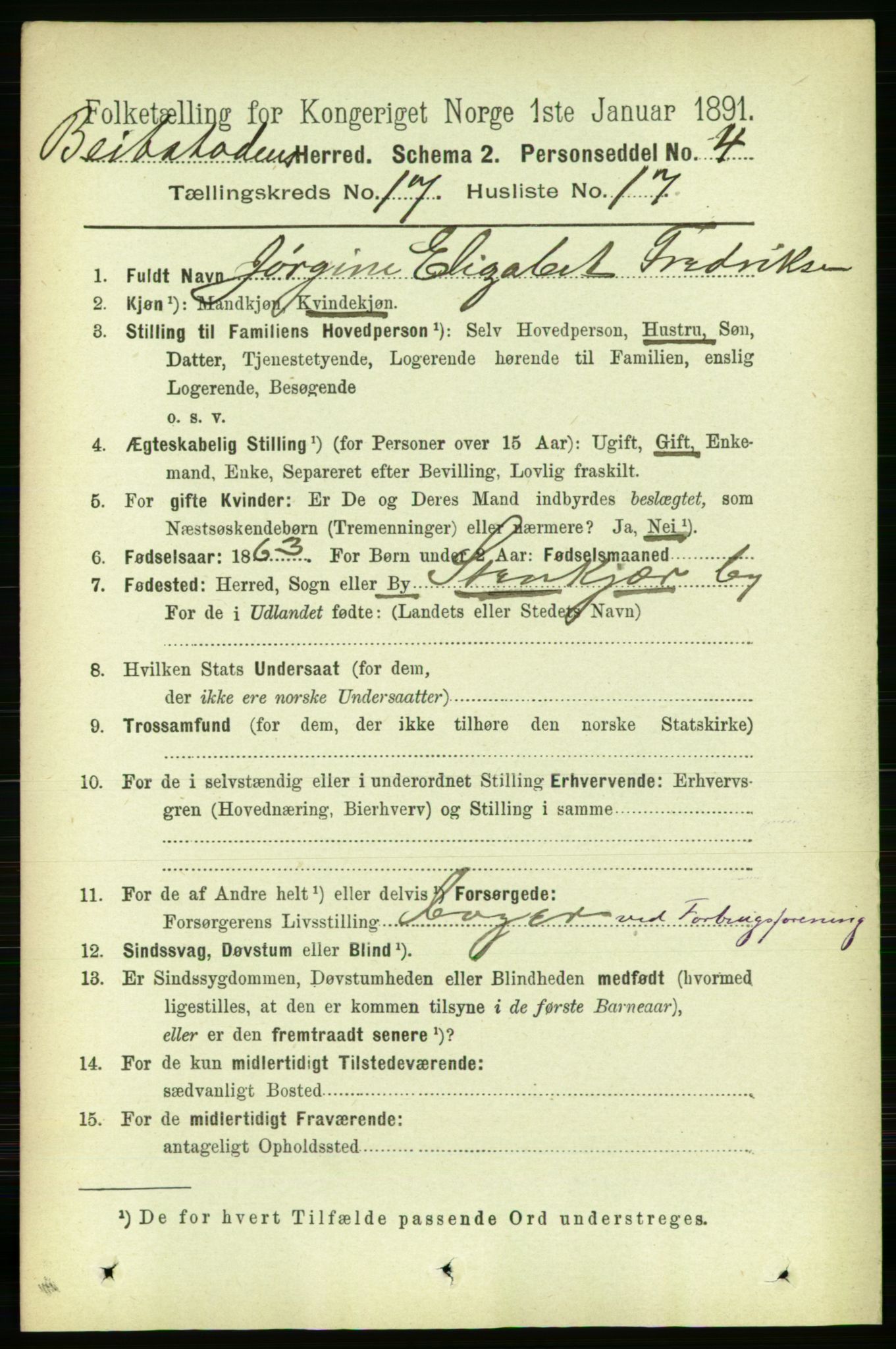 RA, 1891 census for 1727 Beitstad, 1891, p. 4483