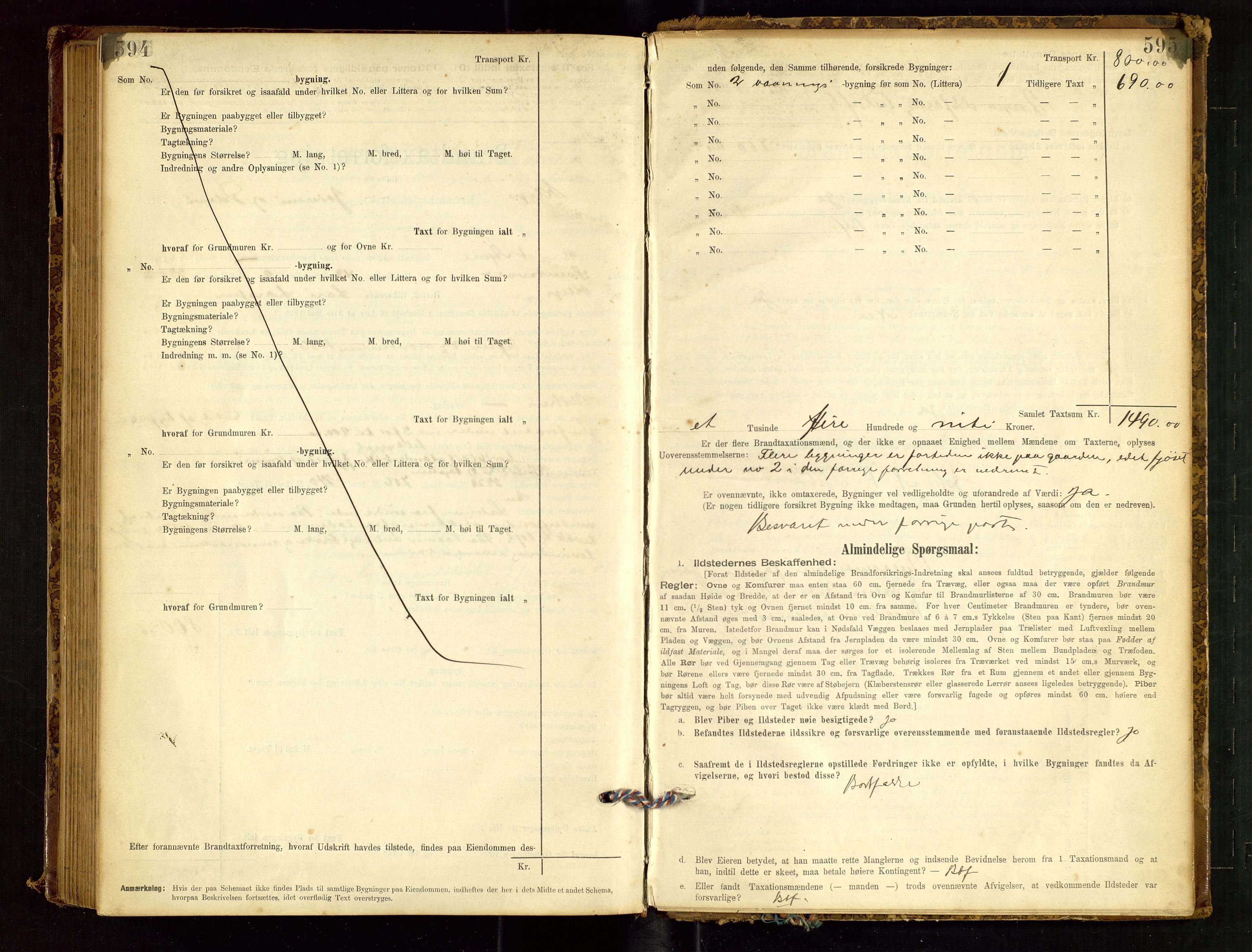 Klepp lensmannskontor, SAST/A-100163/Goc/L0001: "Brandtaxationsprotokol" m/register, 1895-1898, p. 594-595