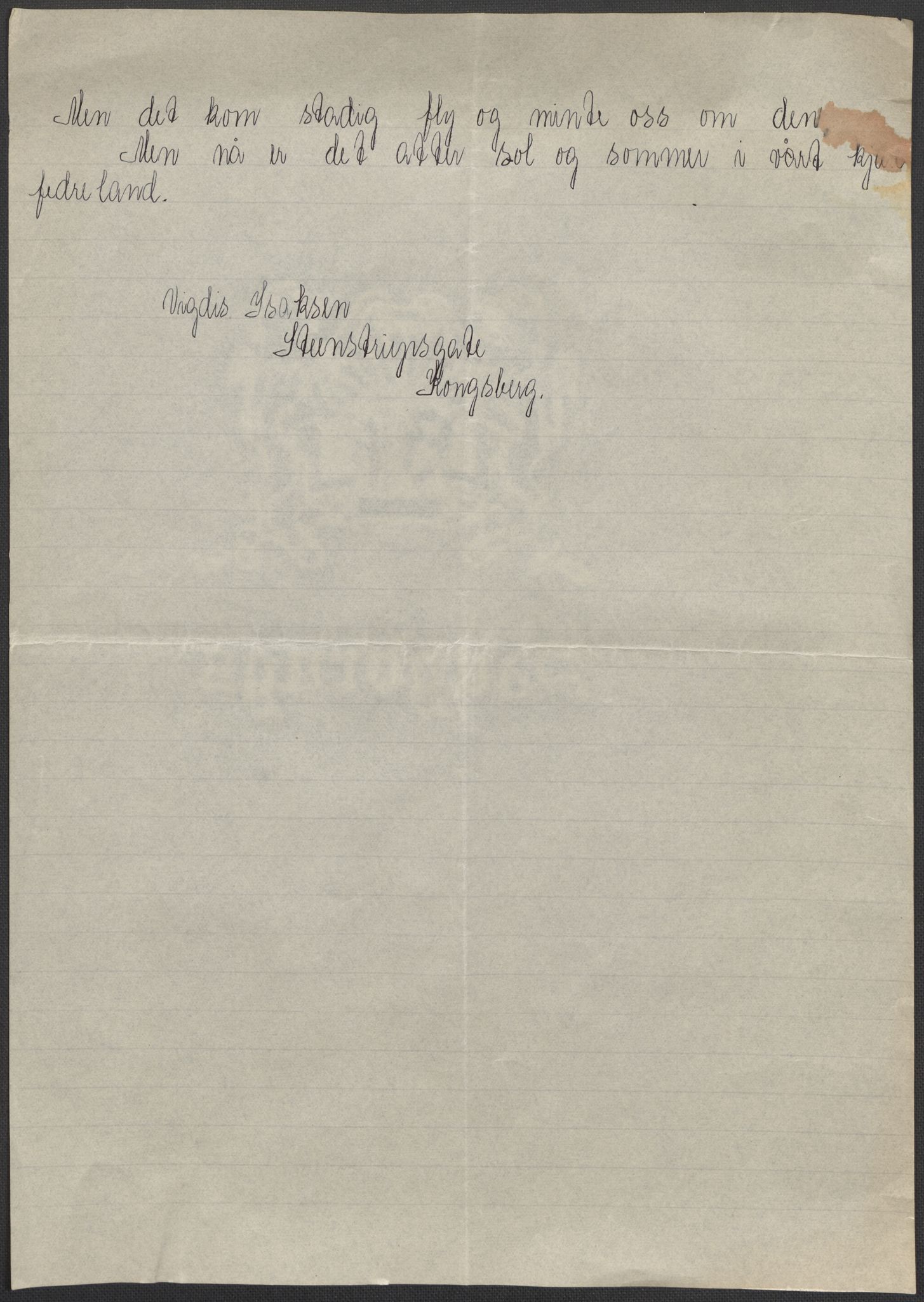 Det norske totalavholdsselskap, AV/RA-PA-0419/E/Eb/L0603: Skolestiler om krigstida (ordnet topografisk etter distrikt og skole), 1946, p. 217