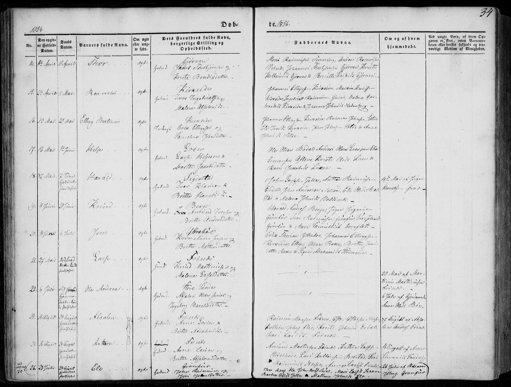 Stryn Sokneprestembete, AV/SAB-A-82501: Parish register (official) no. A 2, 1844-1861, p. 34