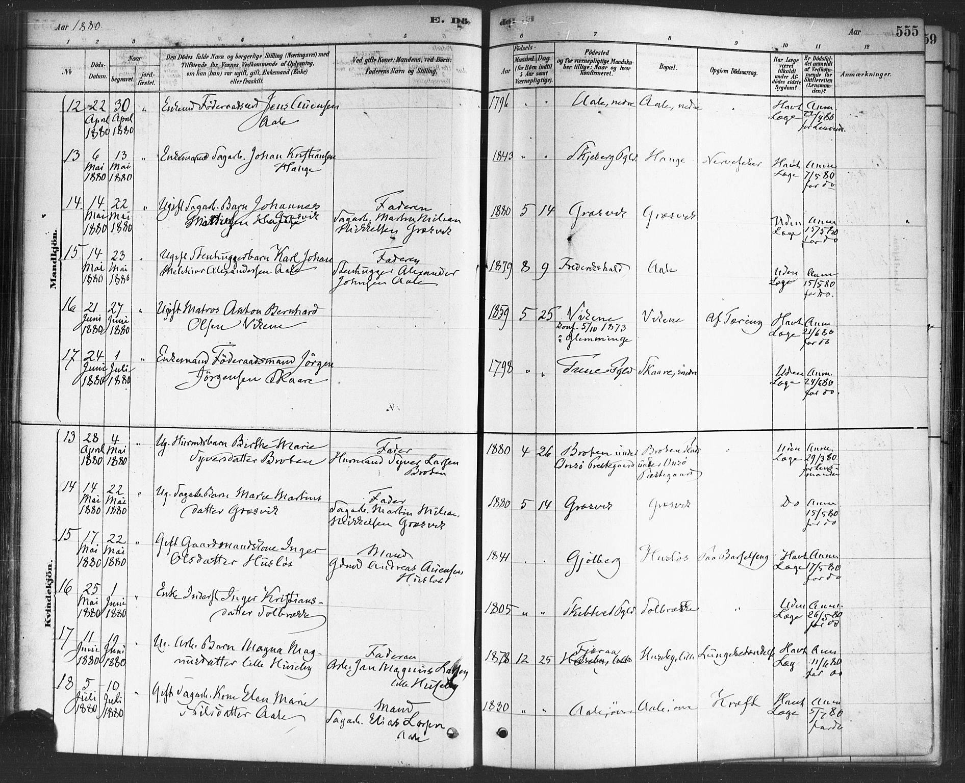 Onsøy prestekontor Kirkebøker, SAO/A-10914/F/Fa/L0006: Parish register (official) no. I 6, 1878-1898, p. 555