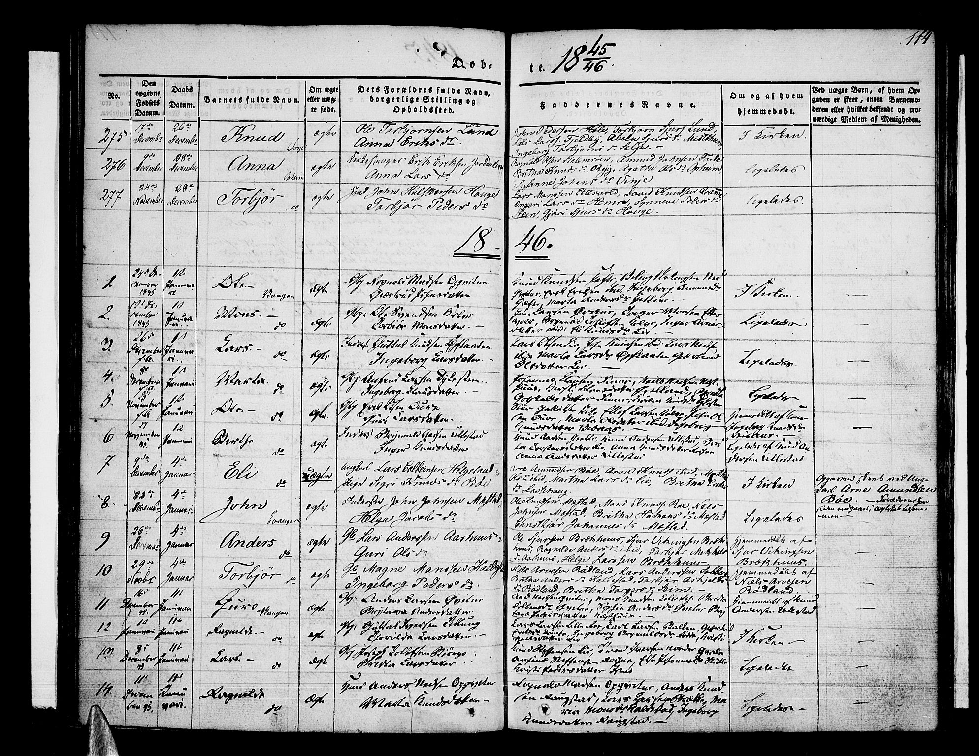 Voss sokneprestembete, SAB/A-79001/H/Haa: Parish register (official) no. A 13, 1836-1851, p. 114