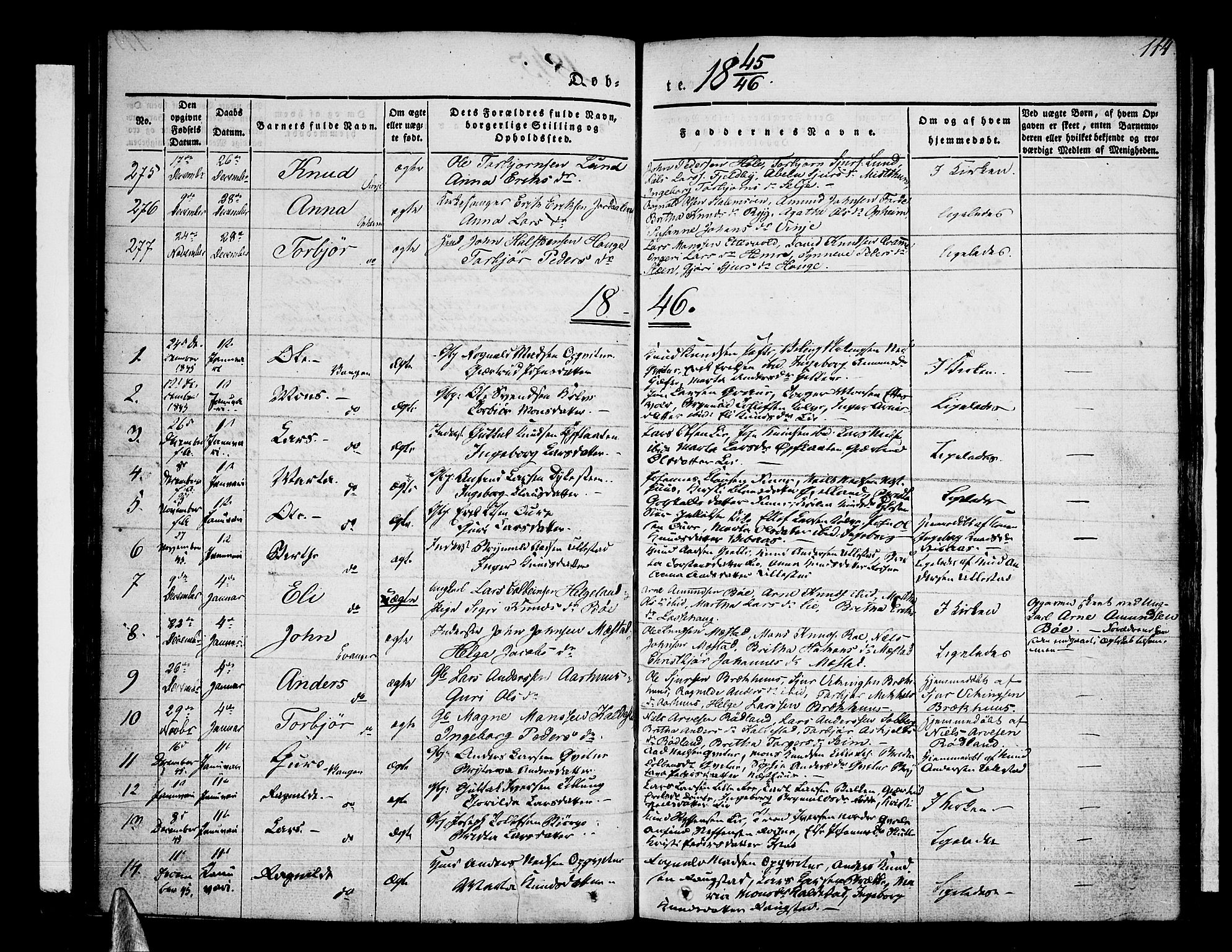 Voss sokneprestembete, AV/SAB-A-79001/H/Haa: Parish register (official) no. A 13, 1836-1851, p. 114