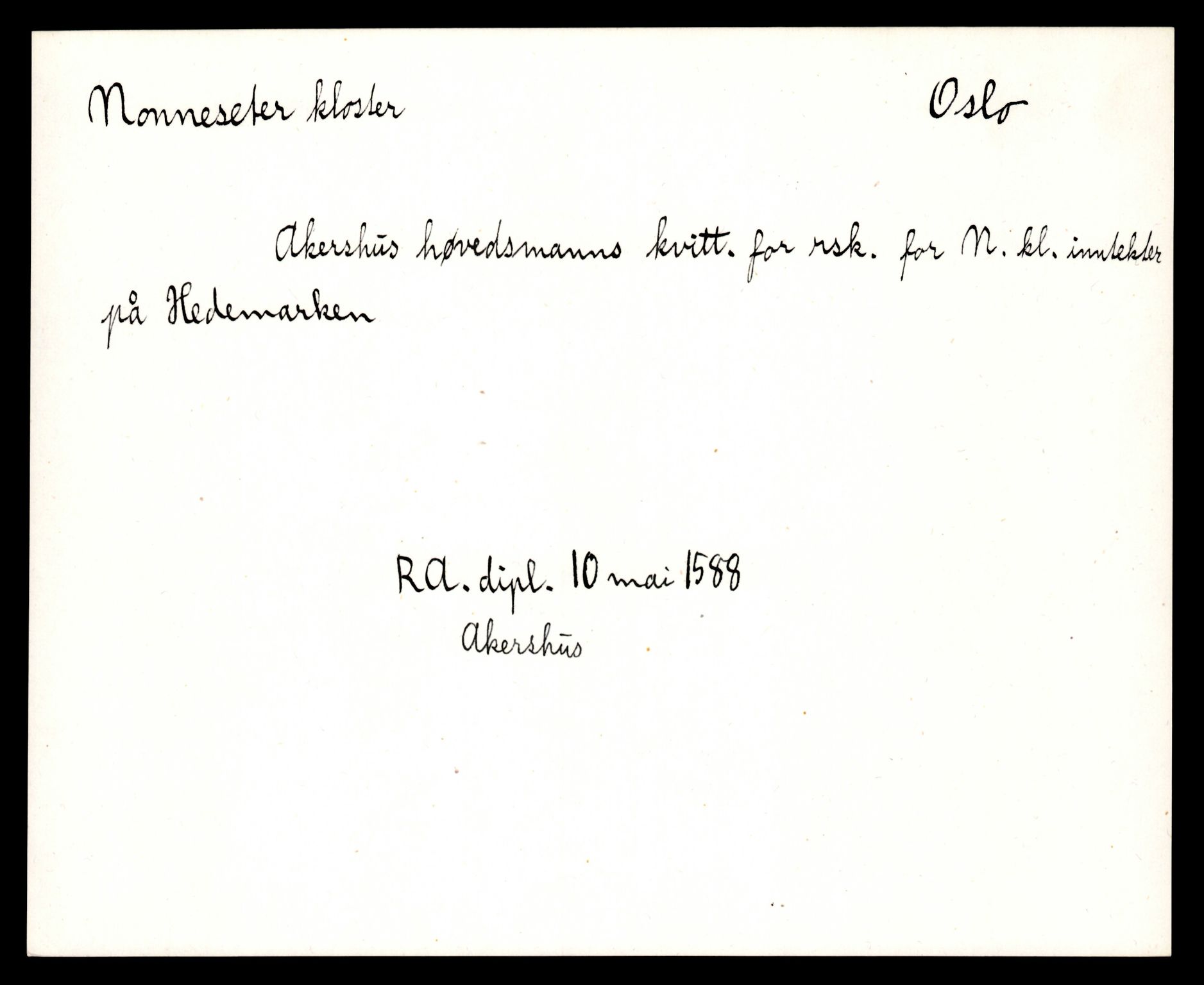 Riksarkivets diplomsamling, AV/RA-EA-5965/F35/F35e/L0005: Registreringssedler Akershus 1, 1300-1900, p. 31