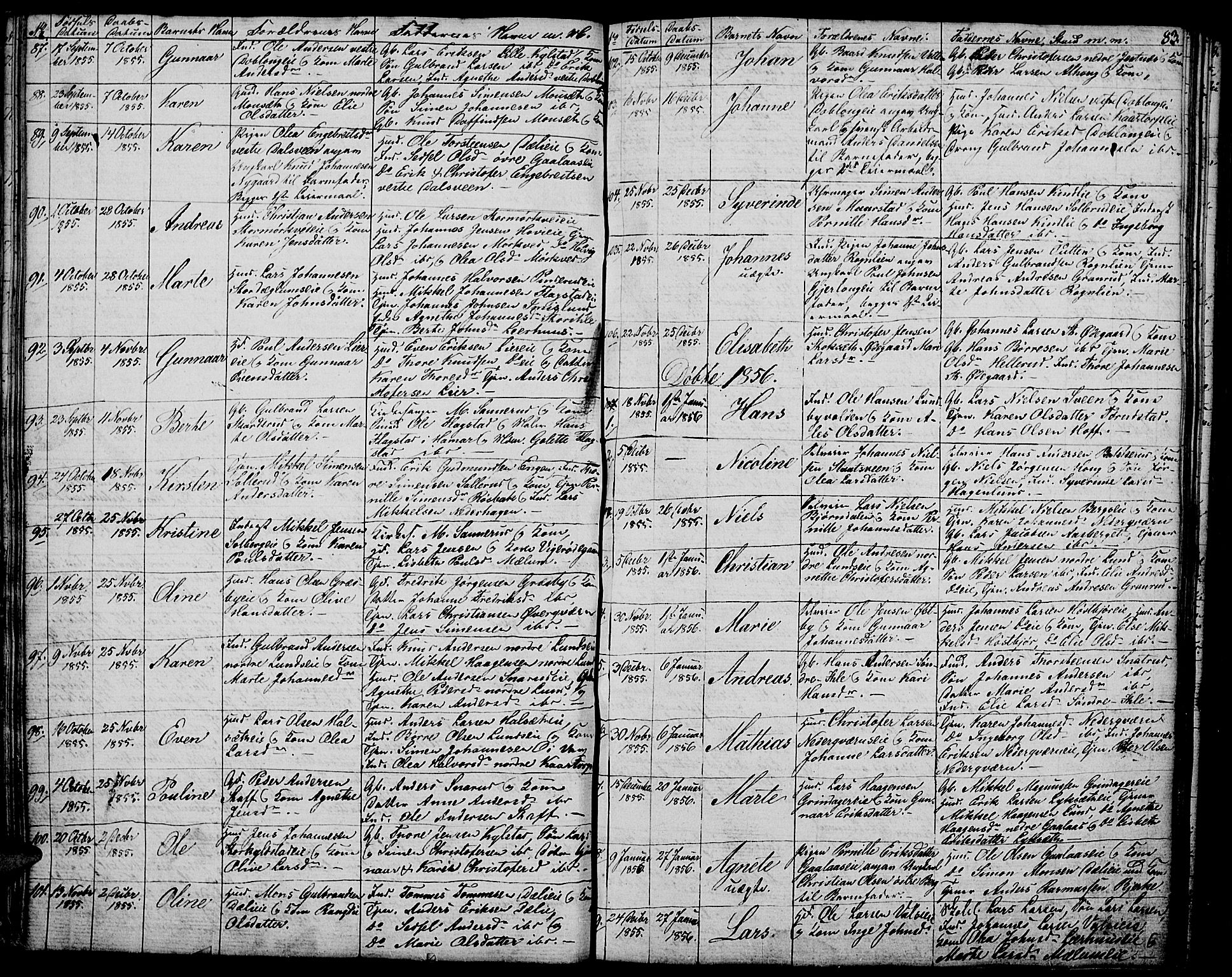 Vang prestekontor, Hedmark, AV/SAH-PREST-008/H/Ha/Hab/L0009: Parish register (copy) no. 9, 1836-1870, p. 83