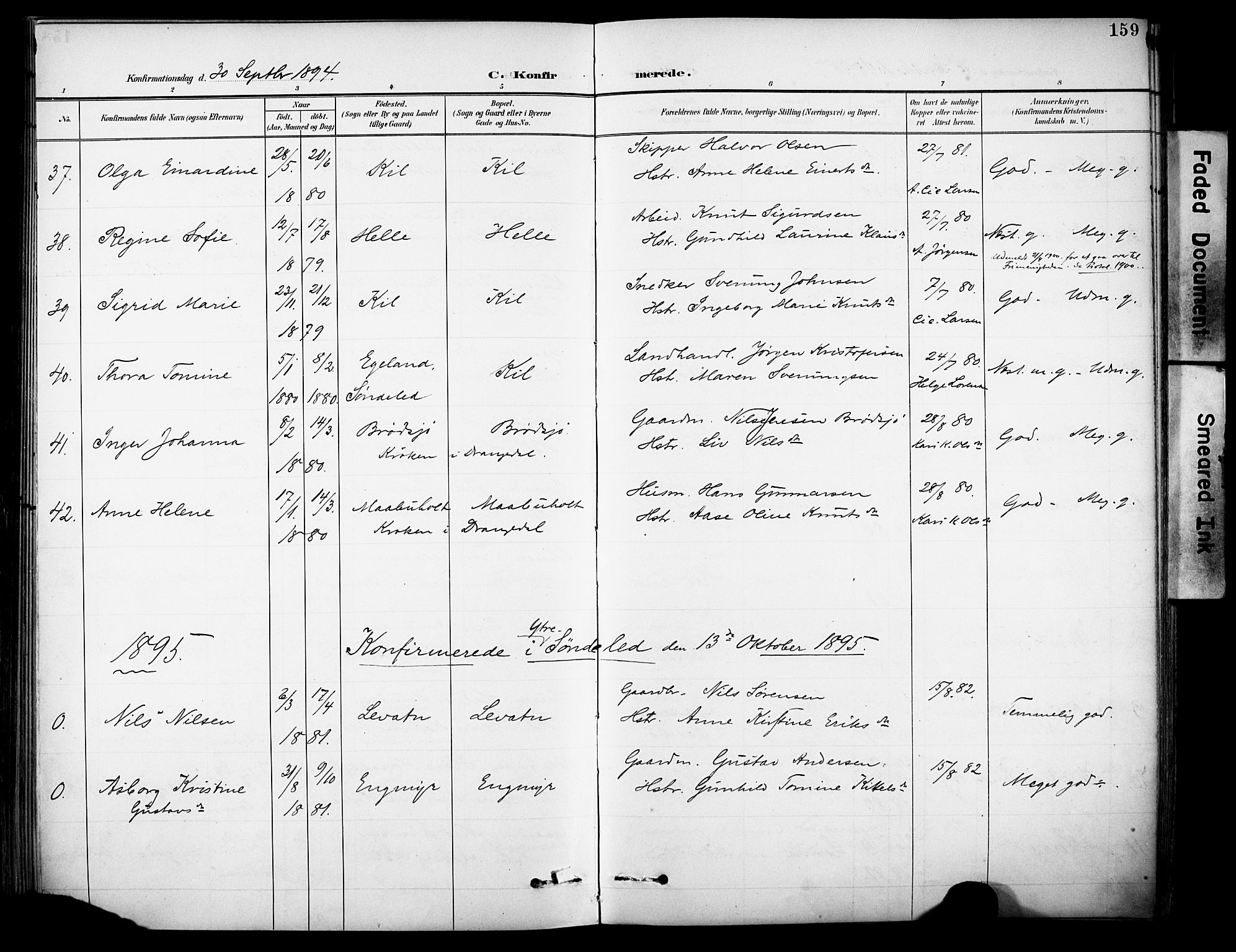 Sannidal kirkebøker, SAKO/A-296/F/Fa/L0016: Parish register (official) no. 16, 1895-1911, p. 159