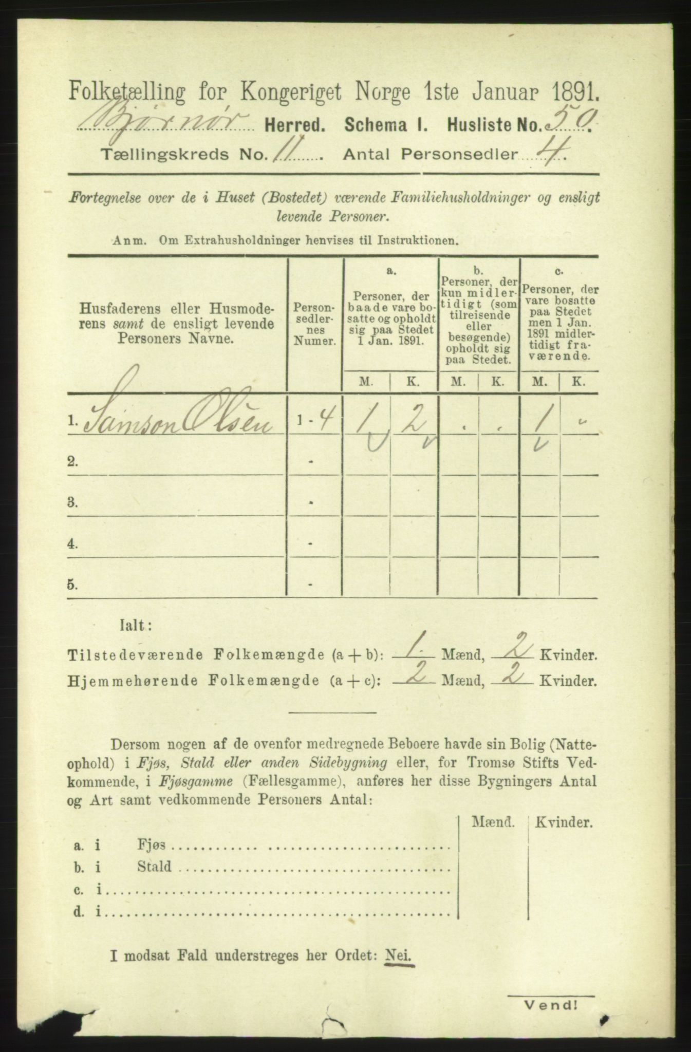 RA, 1891 census for 1632 Bjørnør, 1891, p. 4653