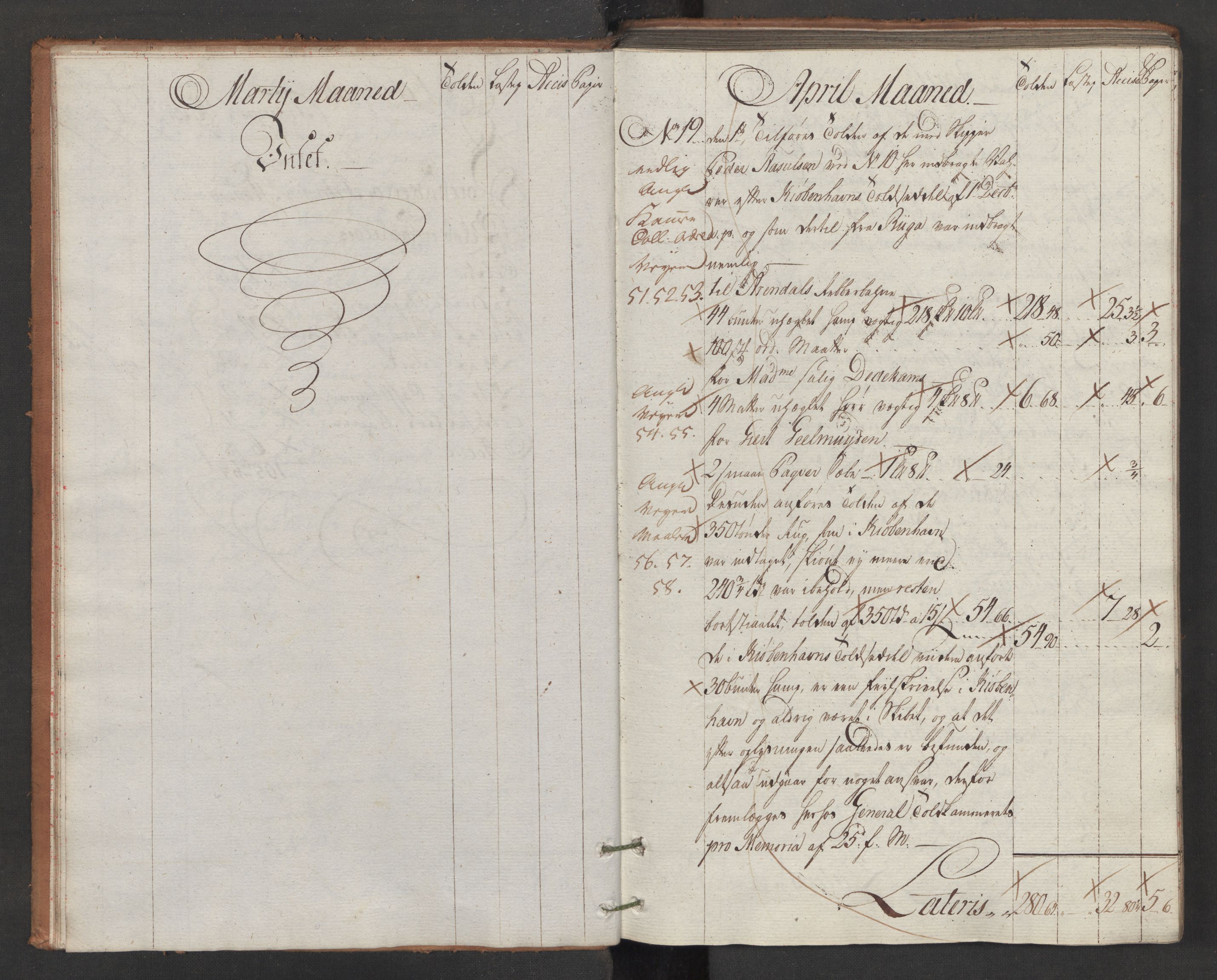 Generaltollkammeret, tollregnskaper, AV/RA-EA-5490/R15/L0105/0001: Tollregnskaper Arendal / Inngående hovedtollbok, 1786, p. 7b-8a