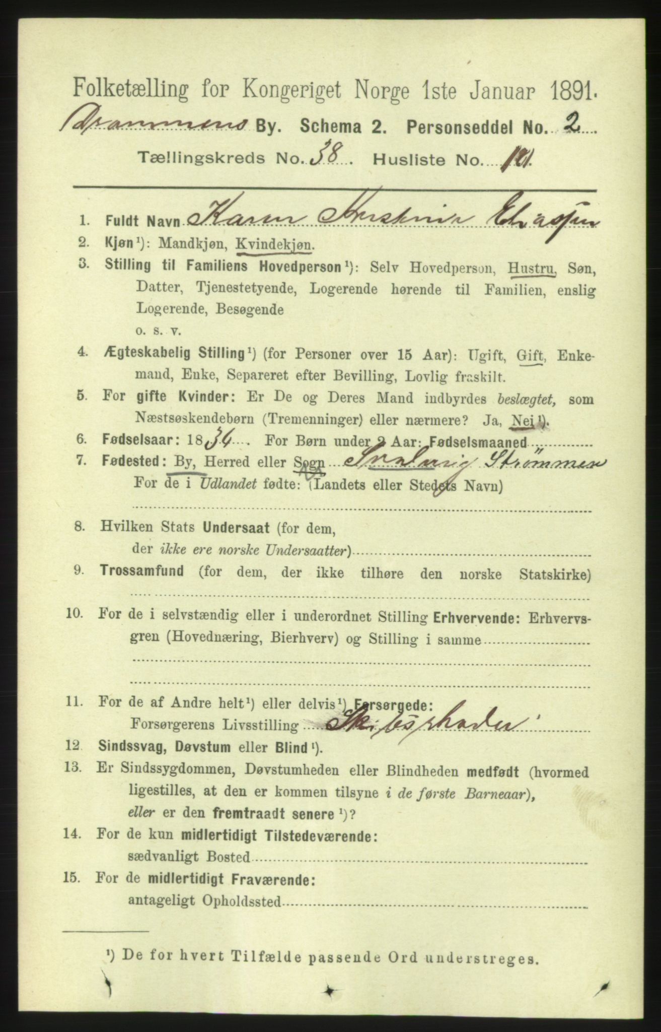 RA, 1891 census for 0602 Drammen, 1891, p. 23038