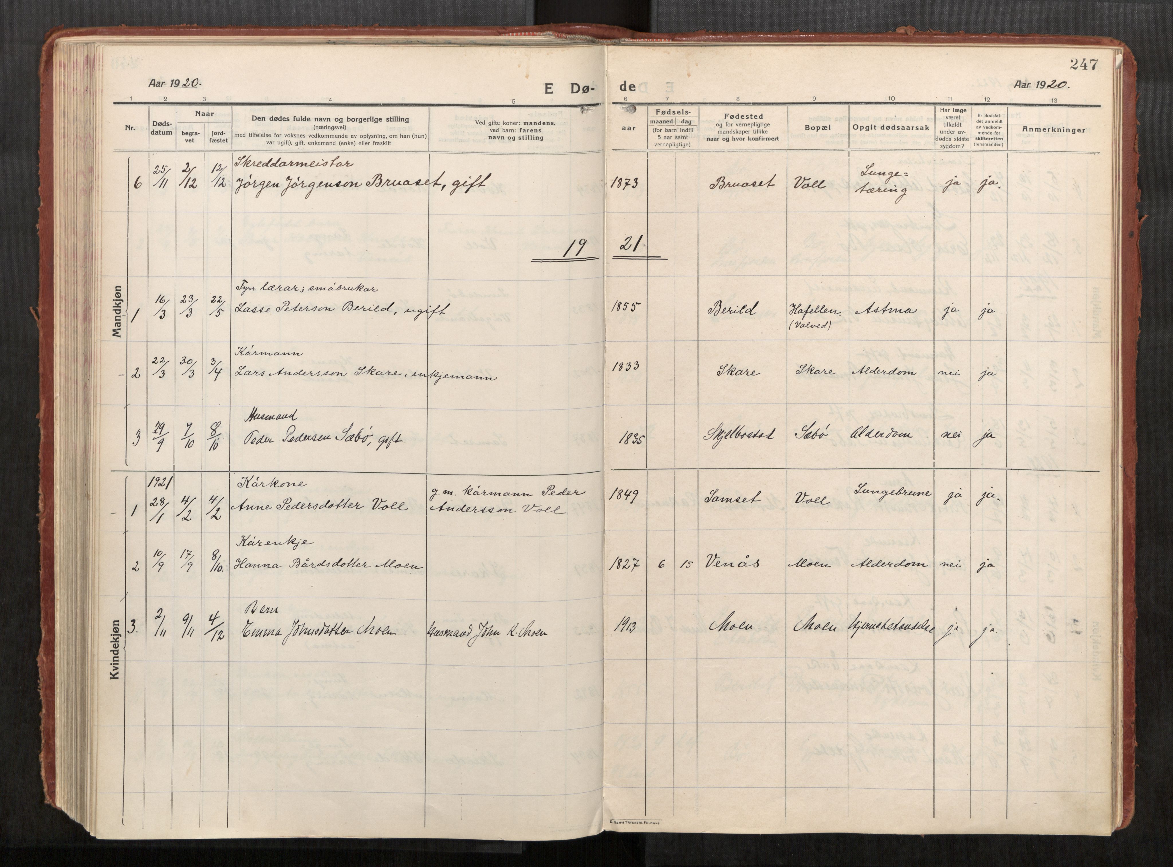 Eid sokneprestkontor, AV/SAT-A-1254: Parish register (official) no. 543A04, 1916-1956, p. 247