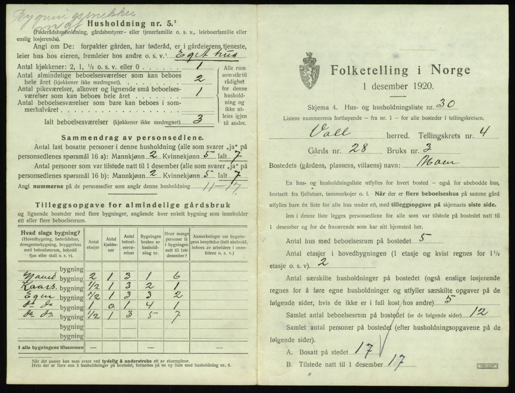 SAT, 1920 census for Voll, 1920, p. 321